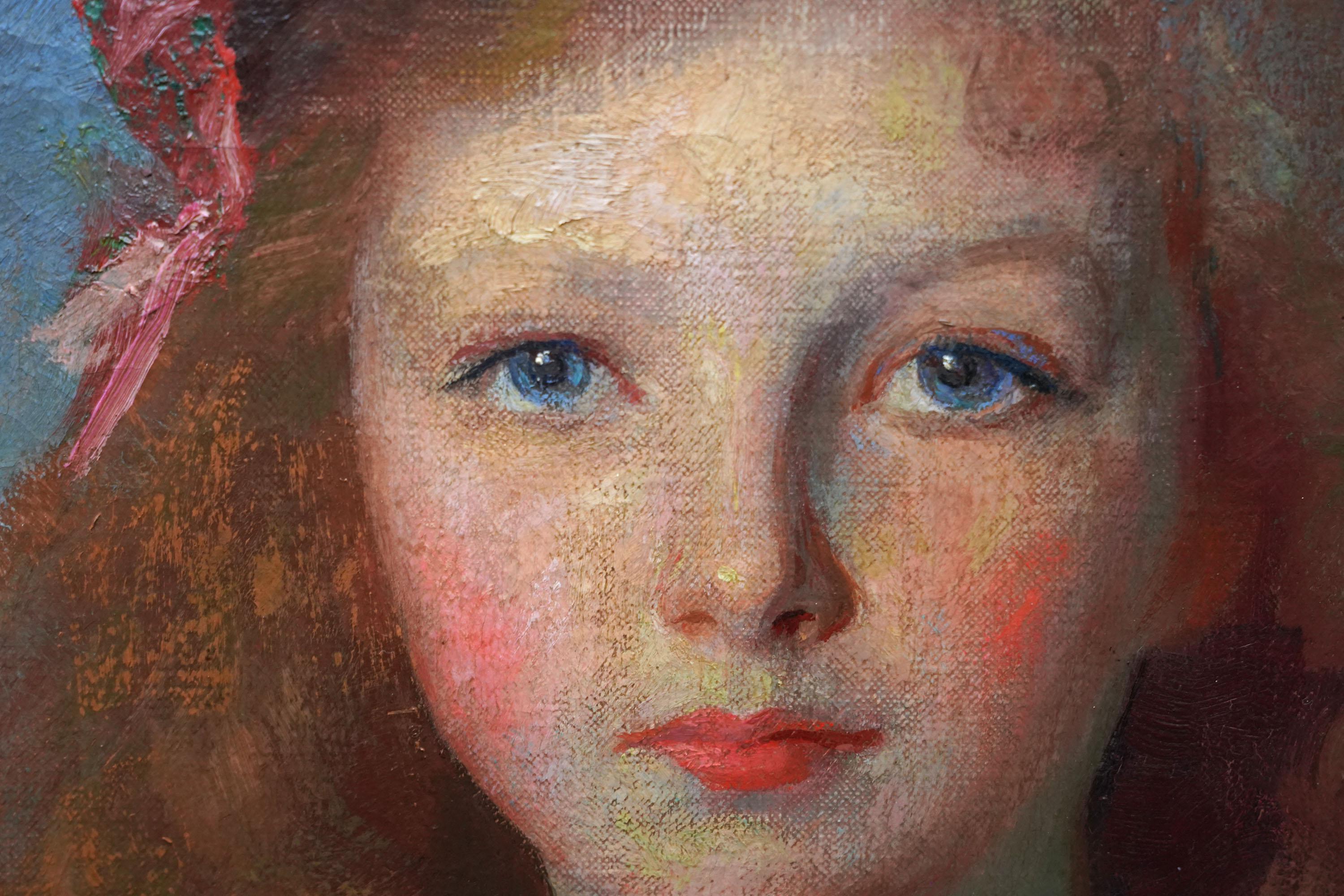 Retrato de Mary Haggie - Británico 1925 arte retrato paisaje pintura al óleo en venta 3