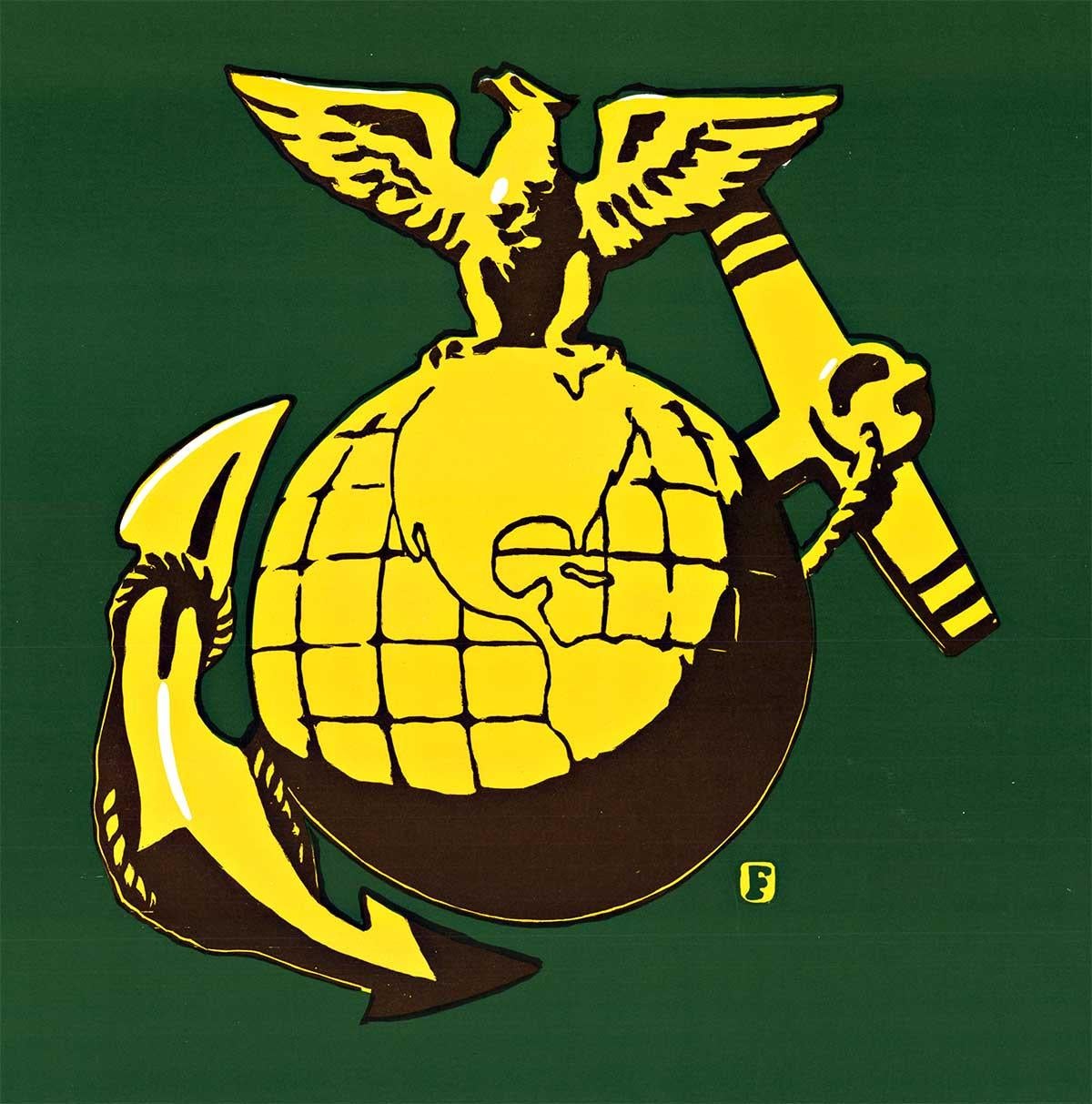Originale Questo dispositivo significa U. S. Marines poster vintage della prima guerra mondiale - Print di Charles Buckles Falls.  a.k.a. C. B. Falls