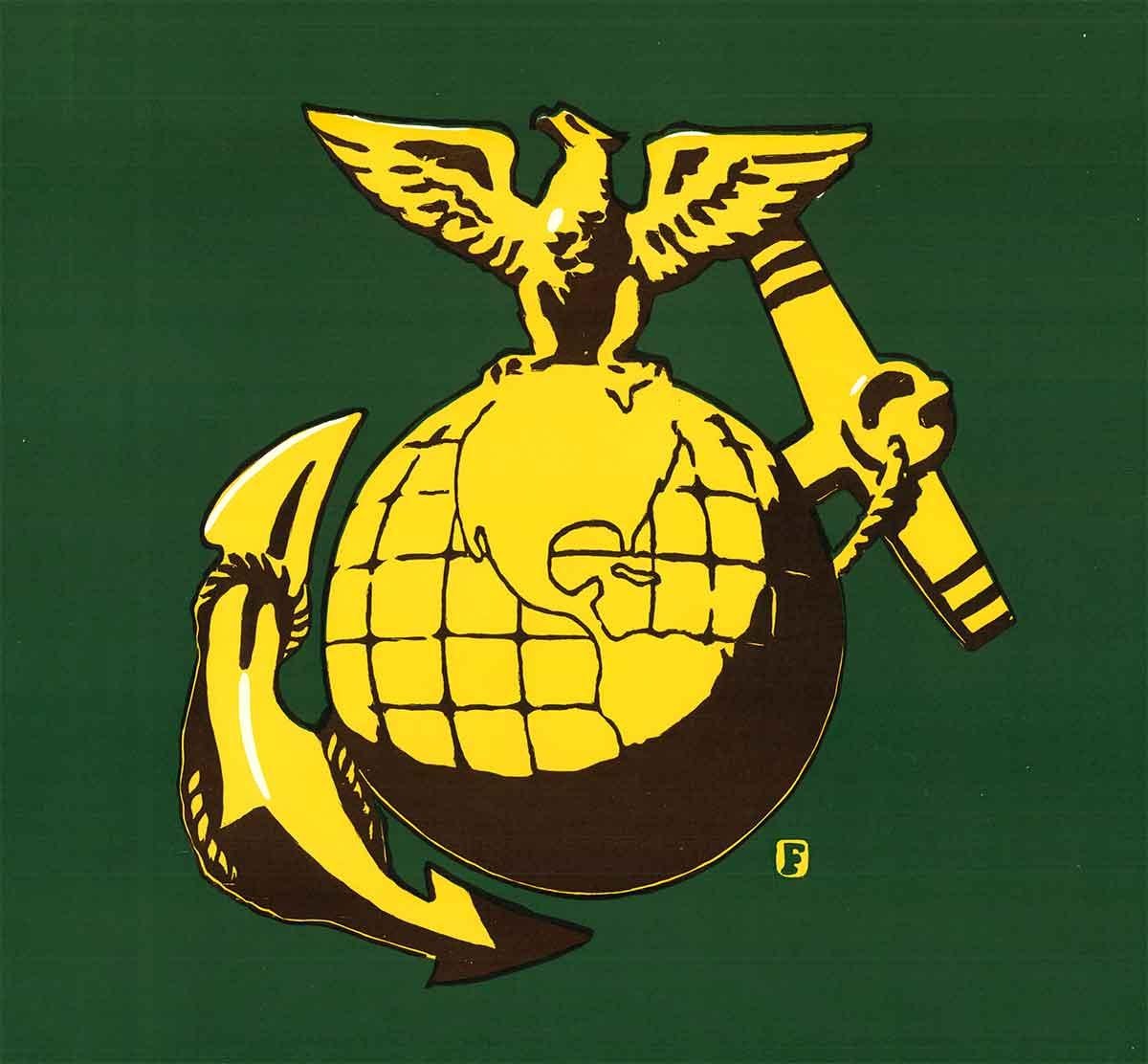 Originale Questo dispositivo significa U. S. Marines poster vintage della prima guerra mondiale - Print Realismo americano di Charles Buckles Falls.  a.k.a. C. B. Falls