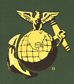 Original "This Device on Hat or Helmet Means U. S. Marines" vintage poster