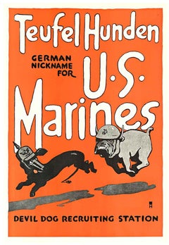 Cartel original de época de los U. S. MARINES TEUFEL HUNDEN (Perros del Diablo)