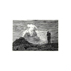 Eruption (Vesuvius), black and white painting 