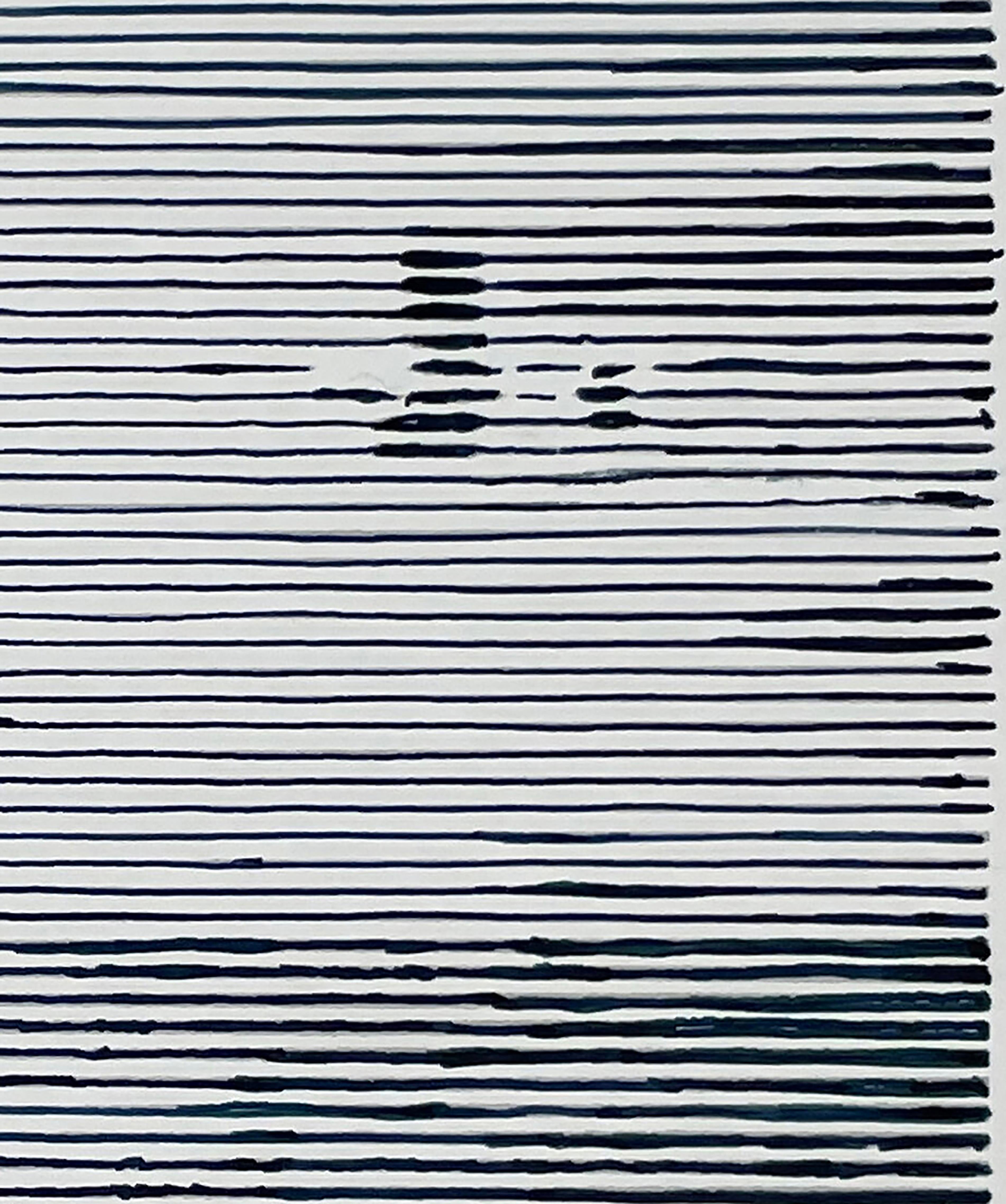 Mirage/Oasis, peinture en noir et blanc d'une plage avec palmiers - Contemporain Painting par Charles Buckley