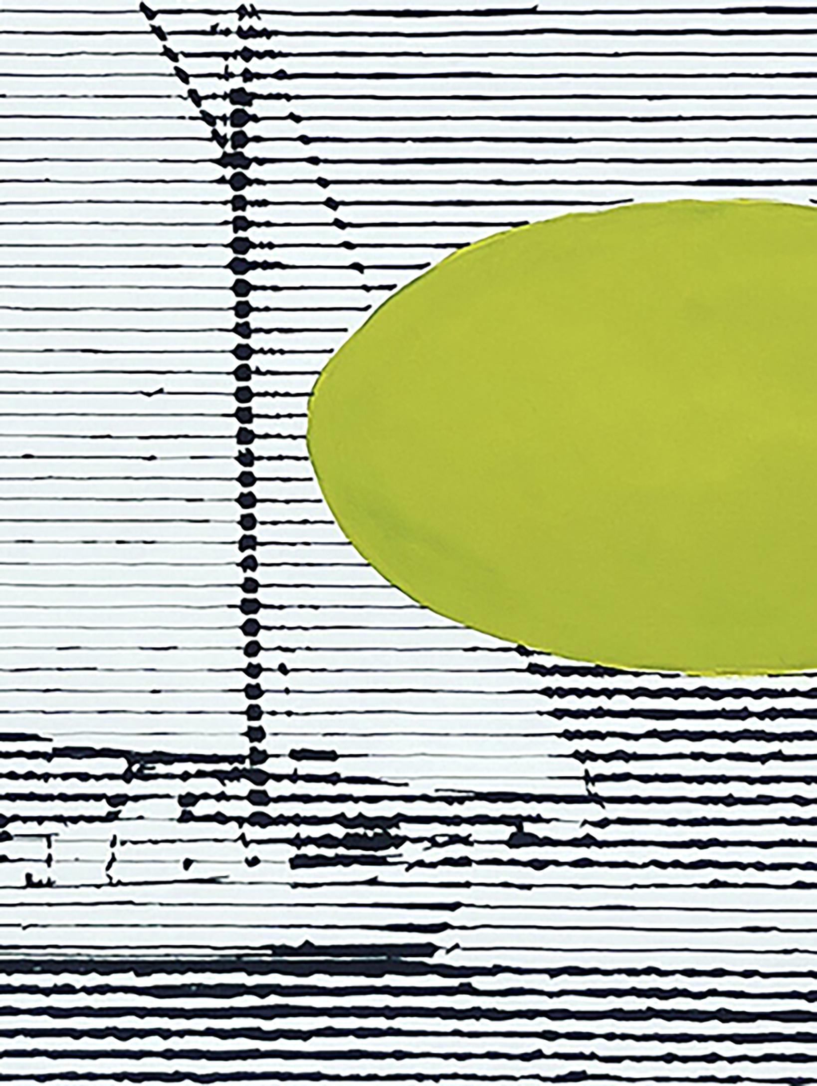 Recordando cómo podrían ser las cosas, pintura negra, blanca y amarilla de un velero - Painting Contemporáneo de Charles Buckley