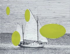 Remembering How Things Could Be, black, white, and yellow painting of a sailboat