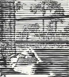 Sun Room, black and white painting of a sun room