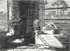 Sun Room, black and white painting of a sun room