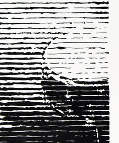 This Drummer, black and white painting of a drummer