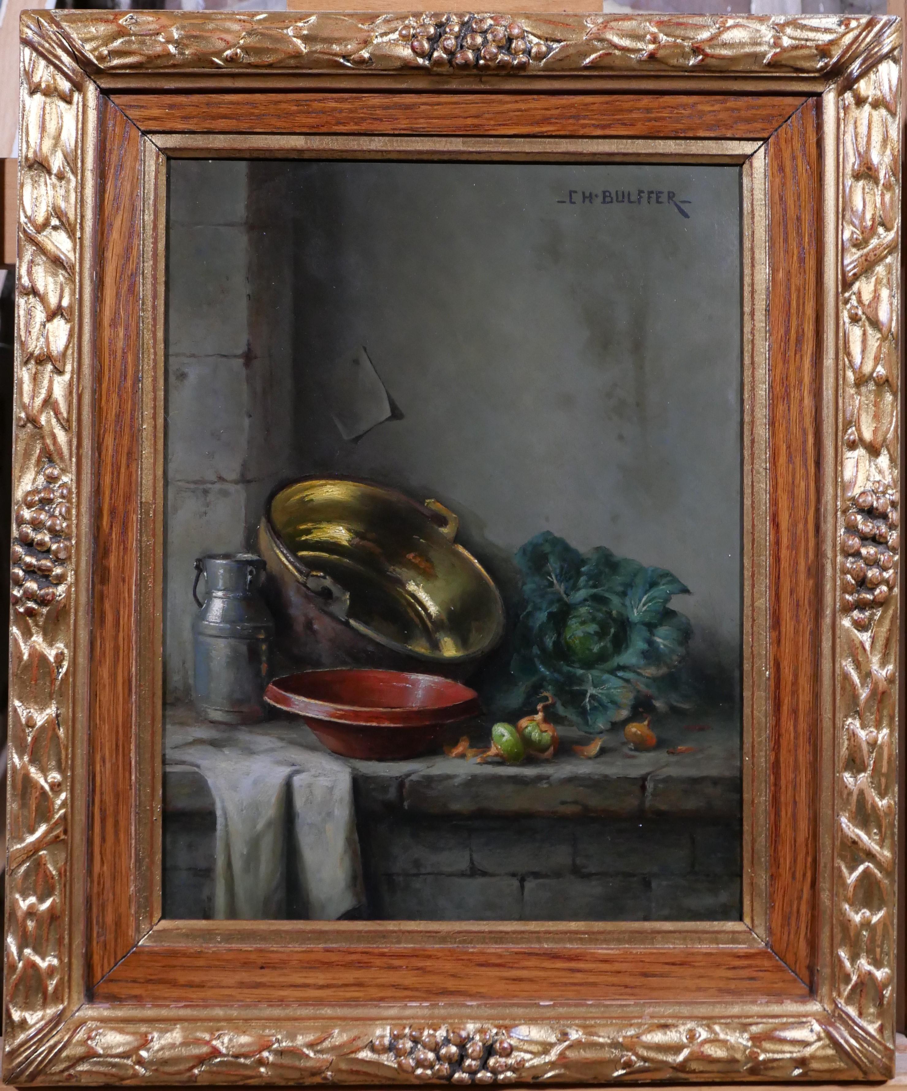 Still life with vegetables - Painting by Charles Bulffer