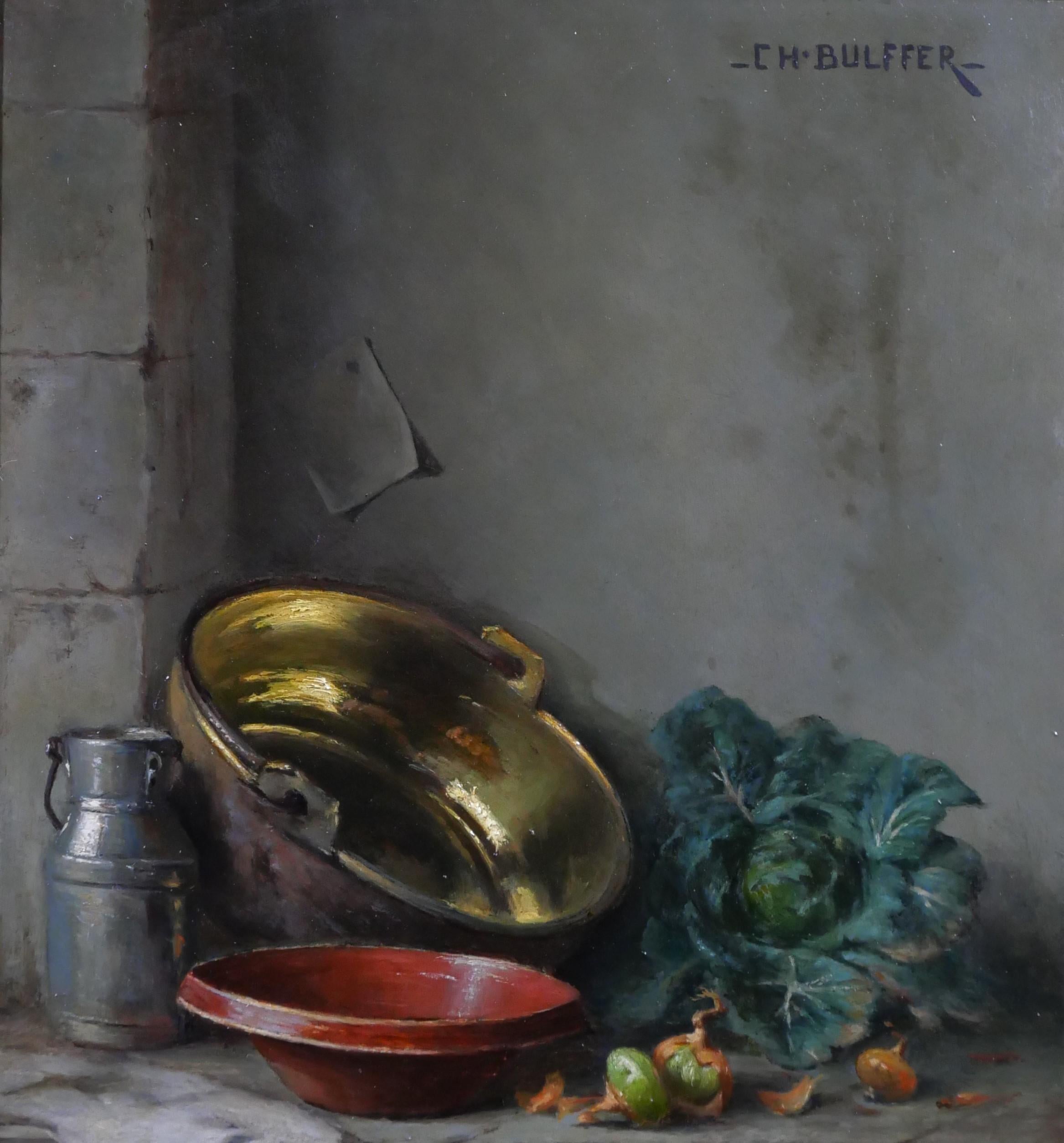 Stilleben mit Gemüse (Art nouveau), Painting, von Charles Bulffer