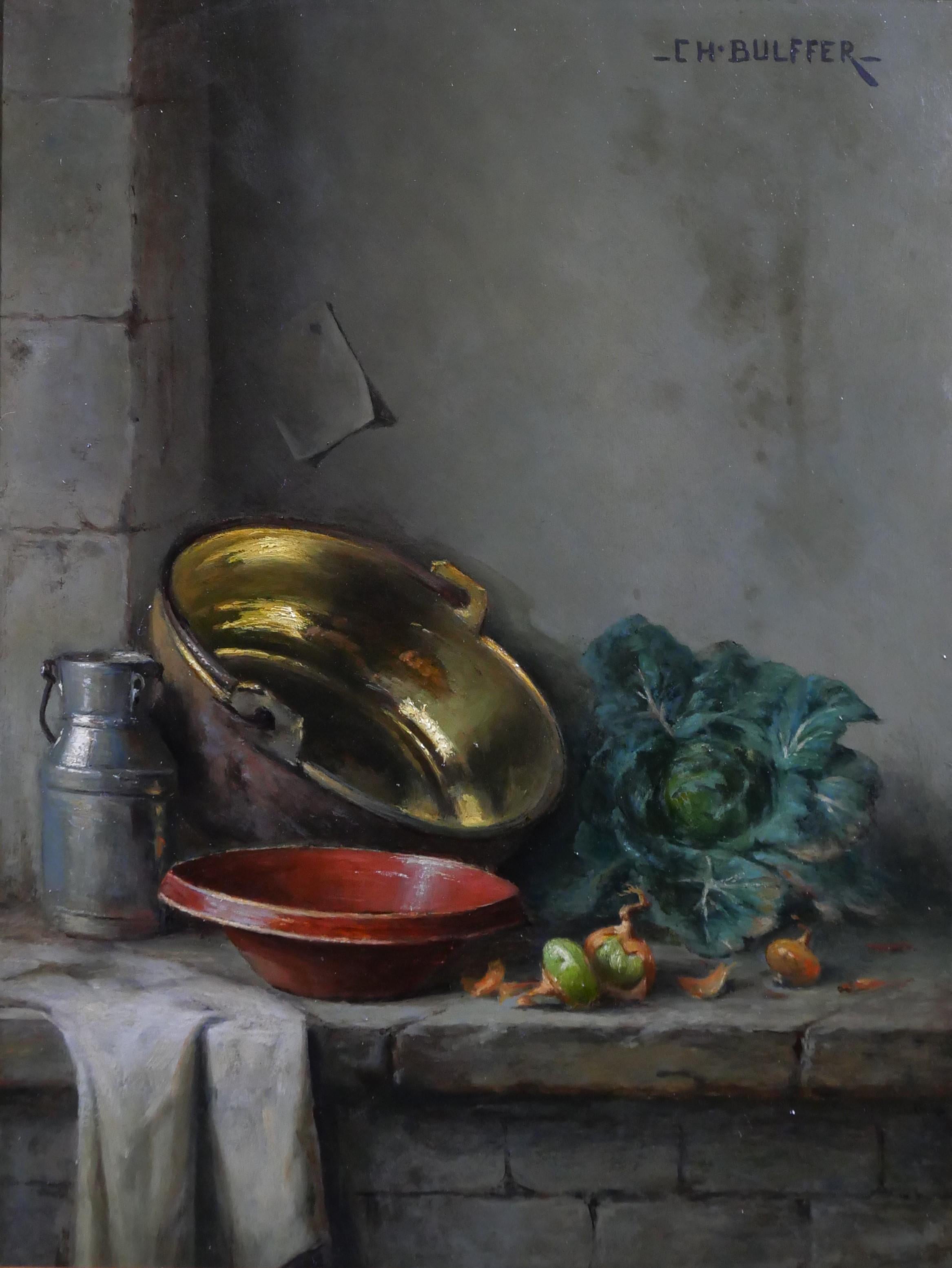 Charles Bulffer Still-Life Painting – Stilleben mit Gemüse