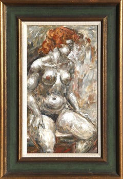 Desnudo (pelo rojo), pintura moderna al óleo sobre masonita de Charles Burdick