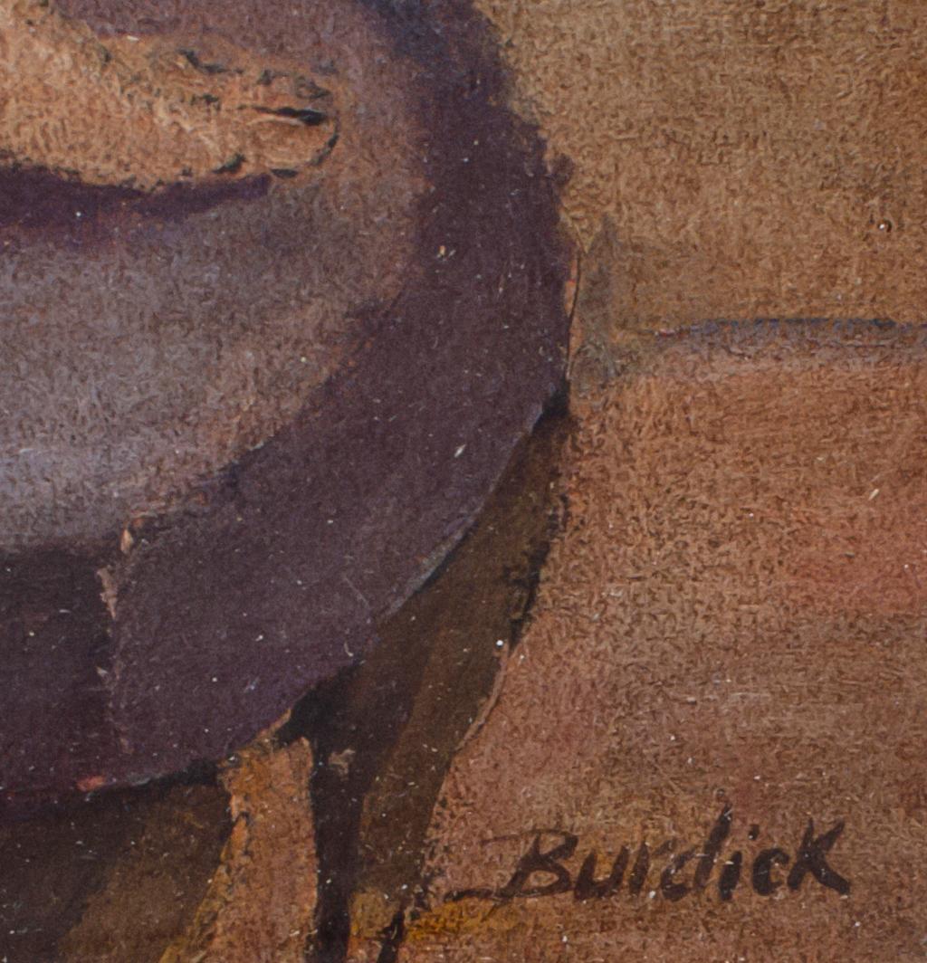 Reclining Nude Woman with Cat Painting by Charles Burdick For Sale 1