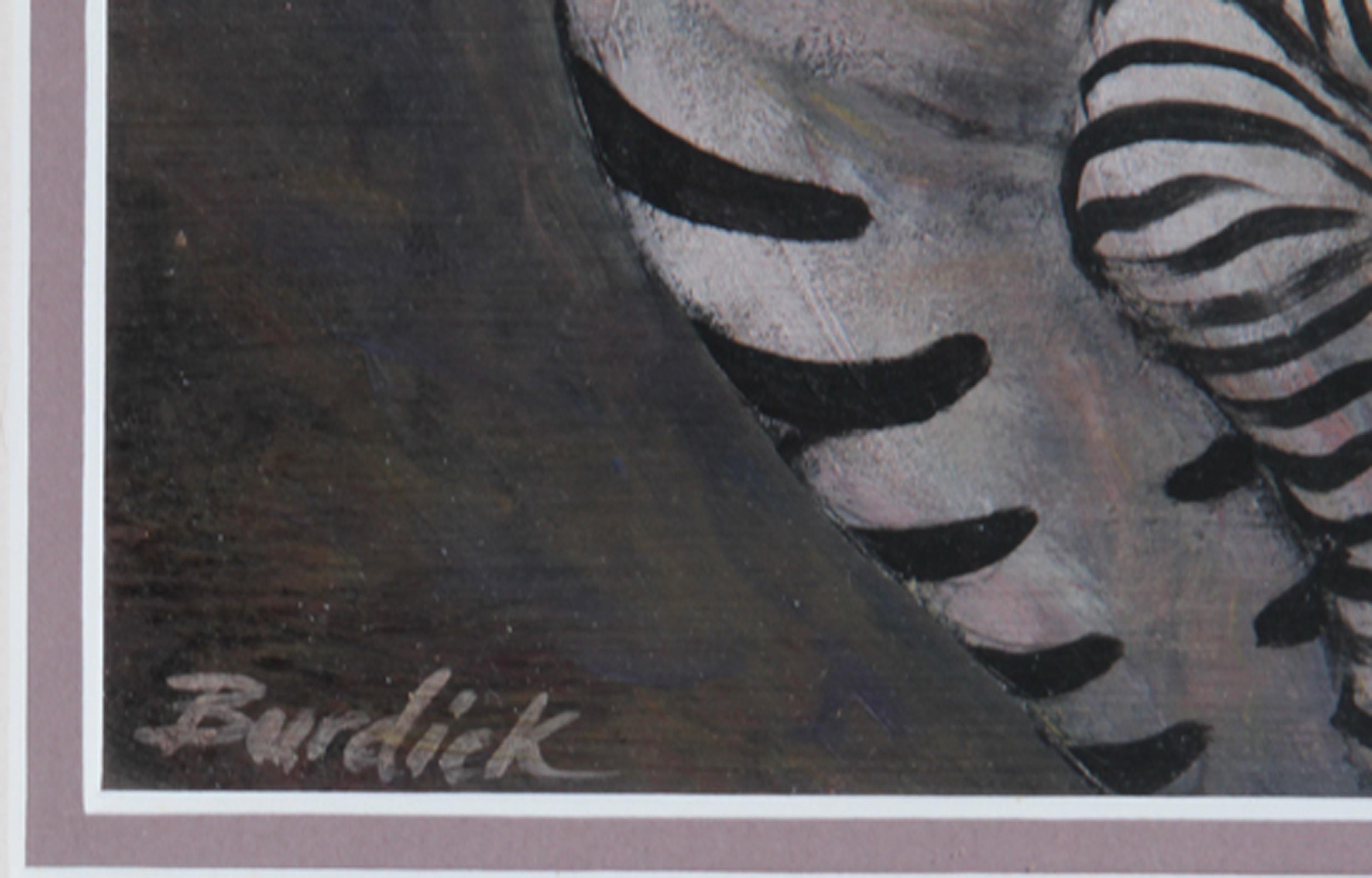 Zebras, Modern Acrylic on Board Painting by Charles Burdick For Sale 1