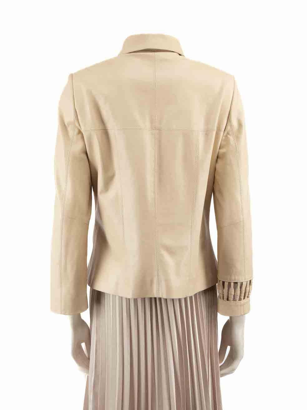 Charles Calfun Beige Leather Cut Out Jacket Size M In Excellent Condition In London, GB
