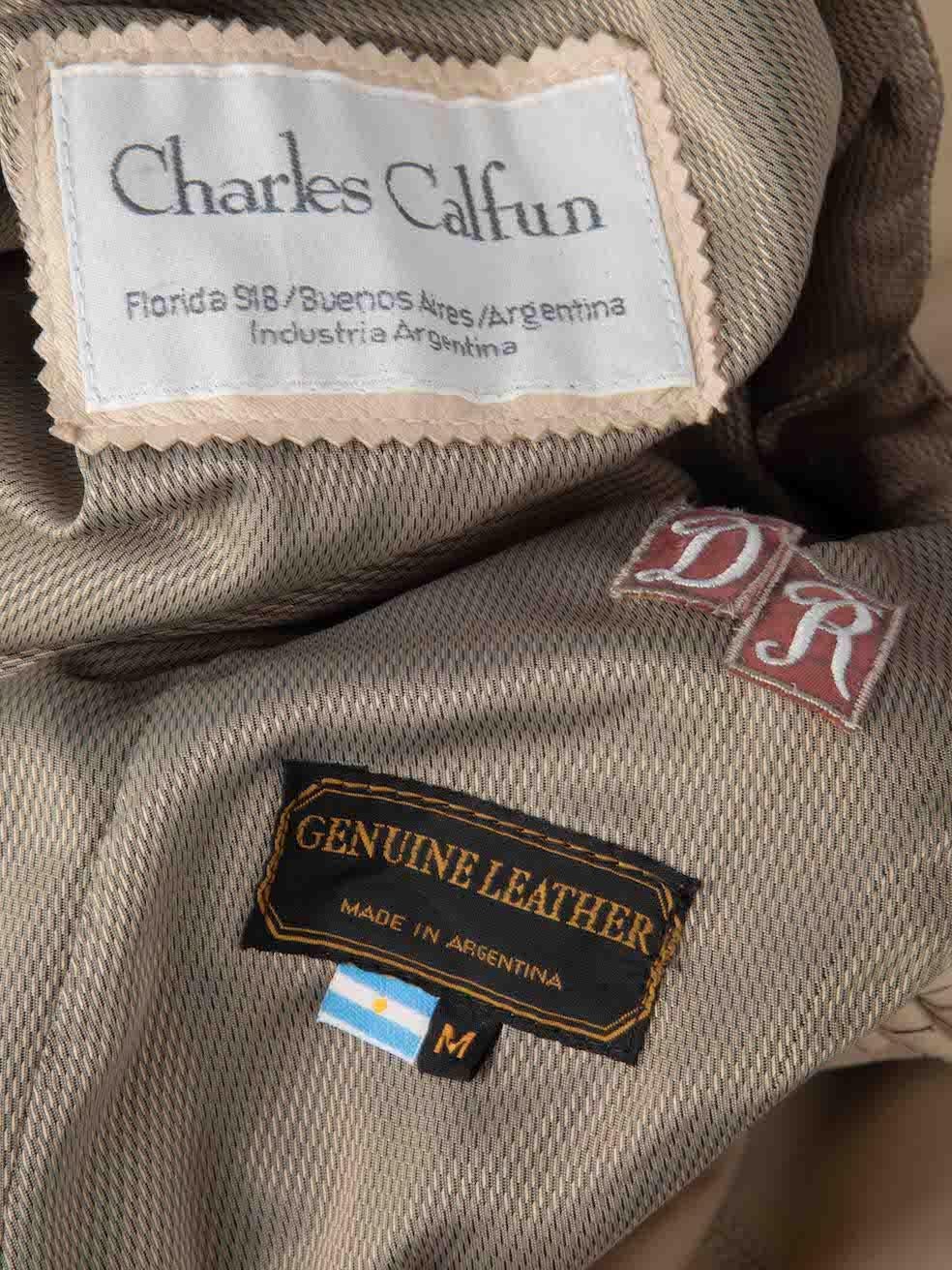Charles Calfun Beige Leather Cut Out Jacket Size M 3