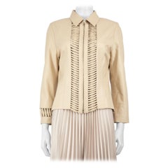 Charles Calfun Beige Leather Cut Out Jacket Size M