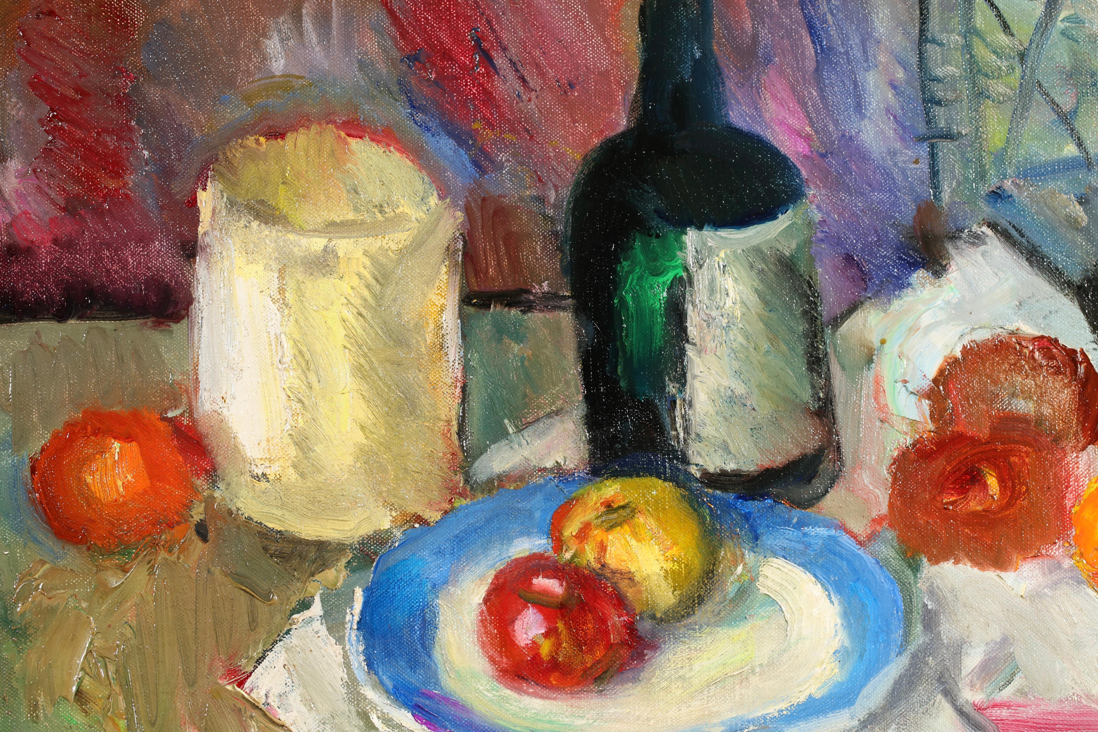 Assiette de fruits - Natura morta fauvista dipinta a olio da Charles Camoin in vendita 9