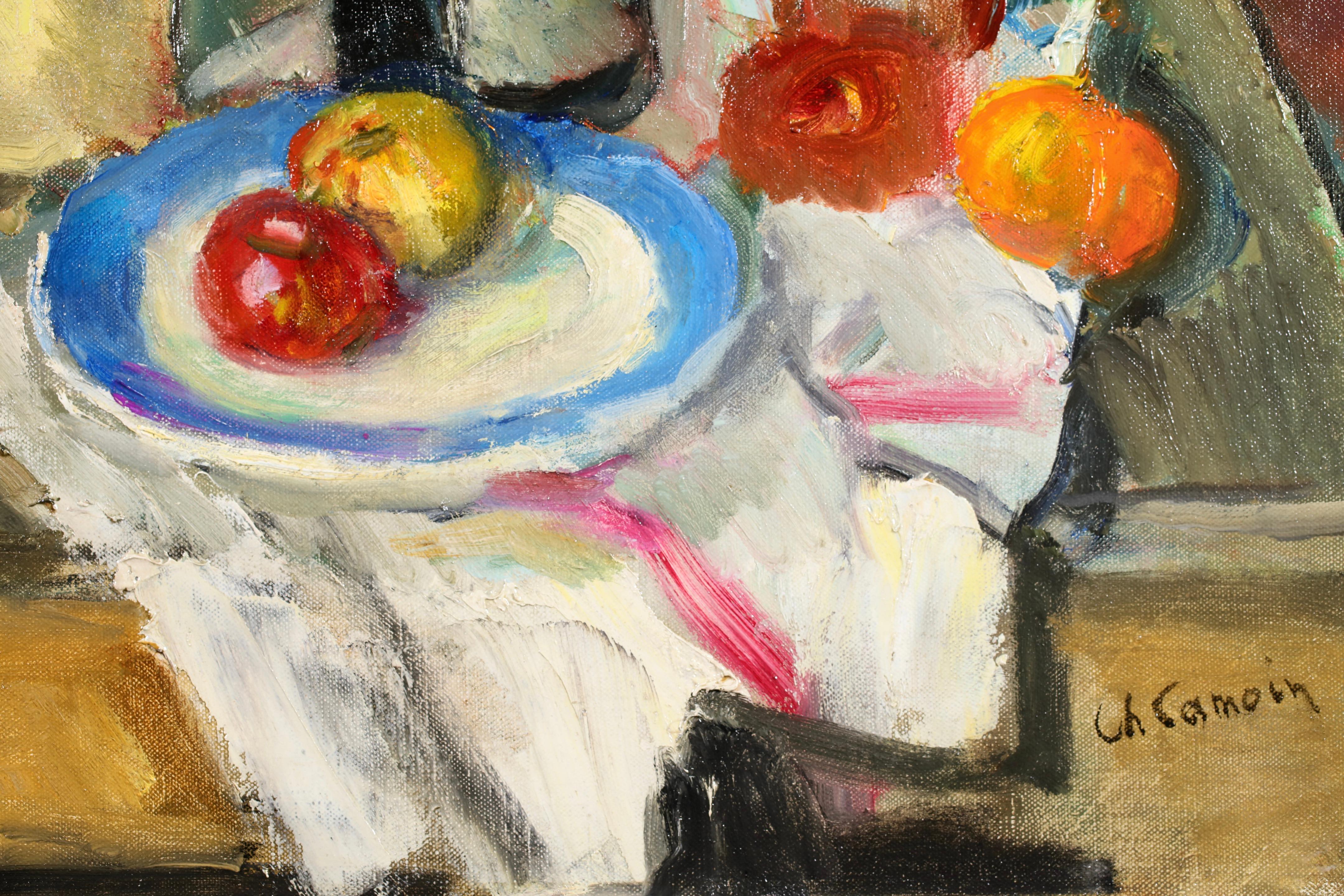 Assiette de fruits - Natura morta fauvista dipinta a olio da Charles Camoin in vendita 5