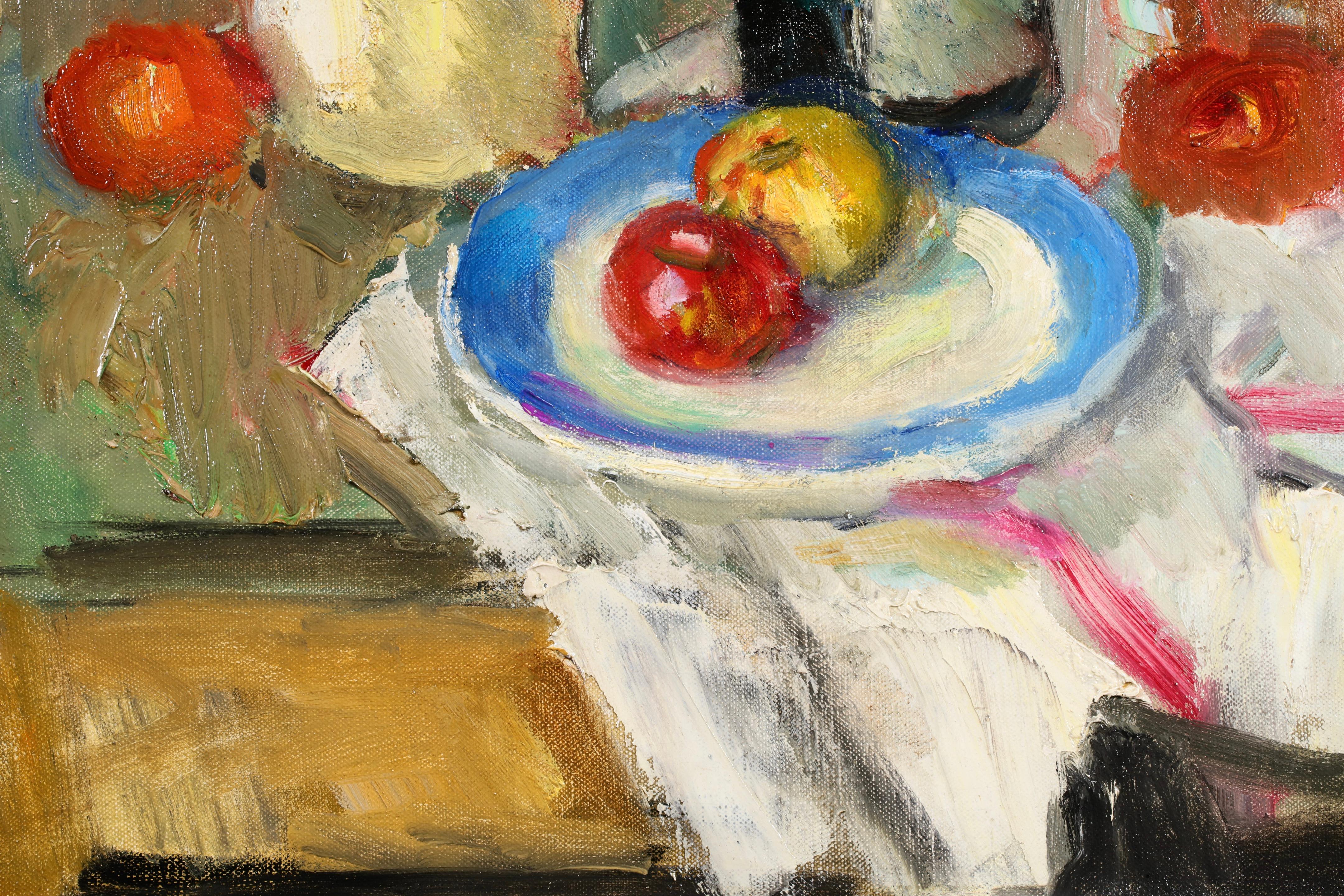 Assiette de fruits - Natura morta fauvista dipinta a olio da Charles Camoin in vendita 6