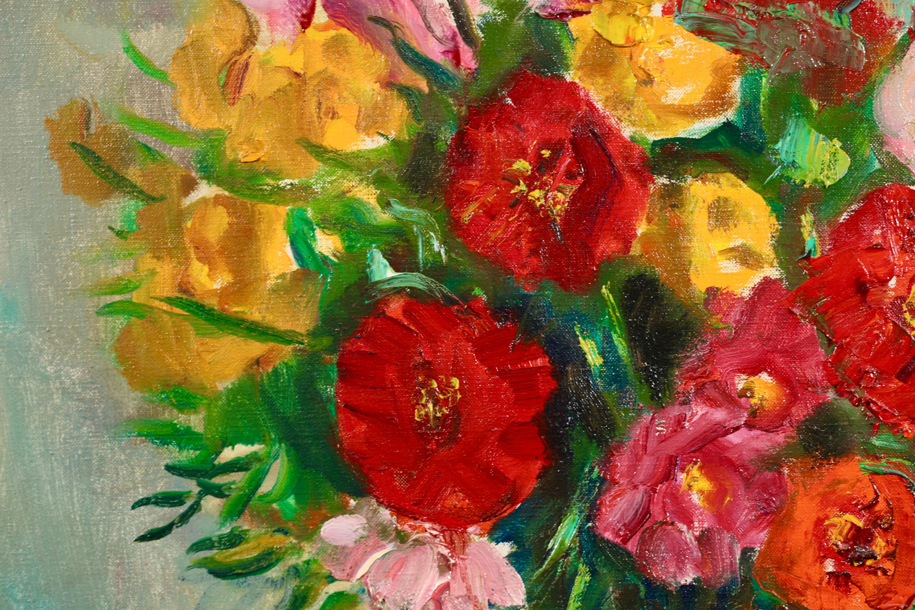 Fleurs au pot de gris rose - Peinture à l'huile fauviste de Charles Camoin  en vente 8