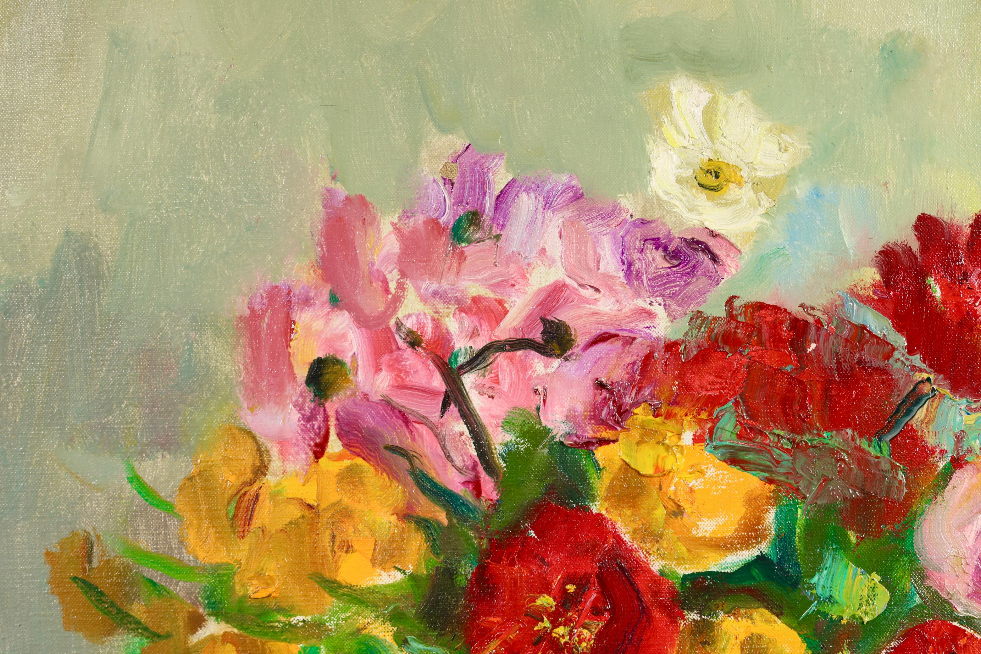 Fleurs au pot de gris rose - Peinture à l'huile fauviste de Charles Camoin  en vente 9