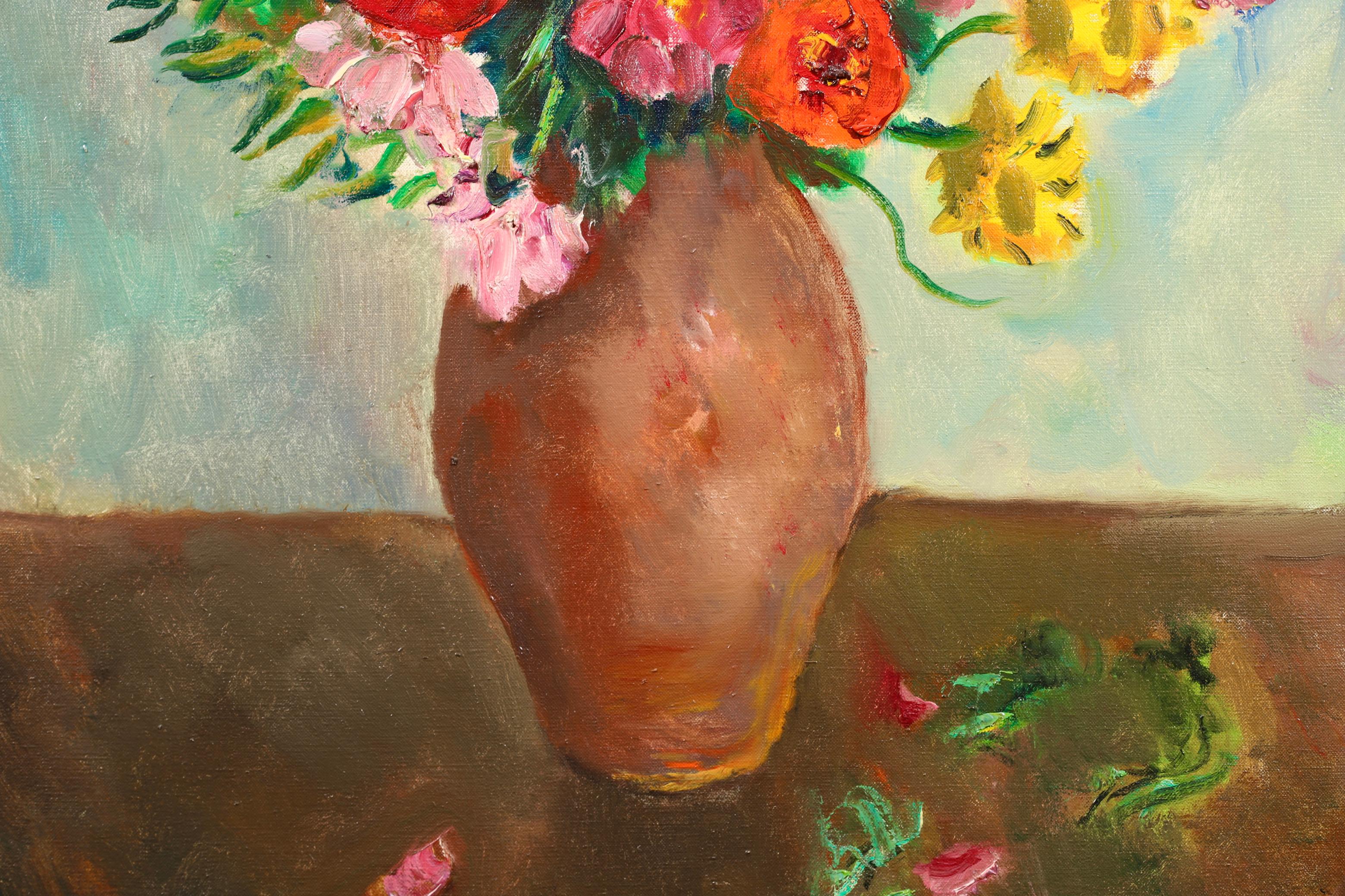 Fleurs au pot de gres rose - Natura morta fauvista dipinta a olio da Charles Camoin 5