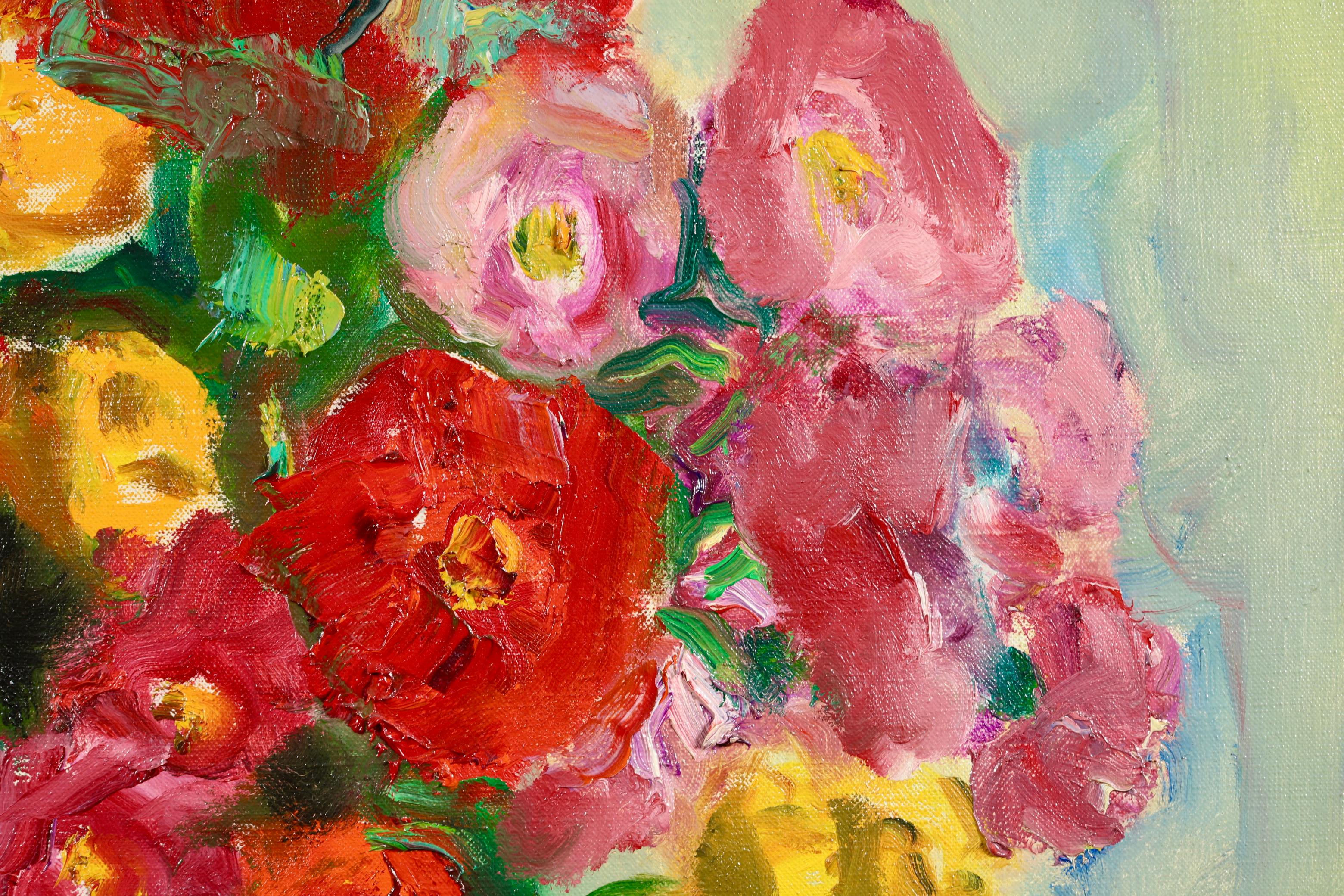 Fleurs au pot de gris rose - Peinture à l'huile fauviste de Charles Camoin  en vente 7