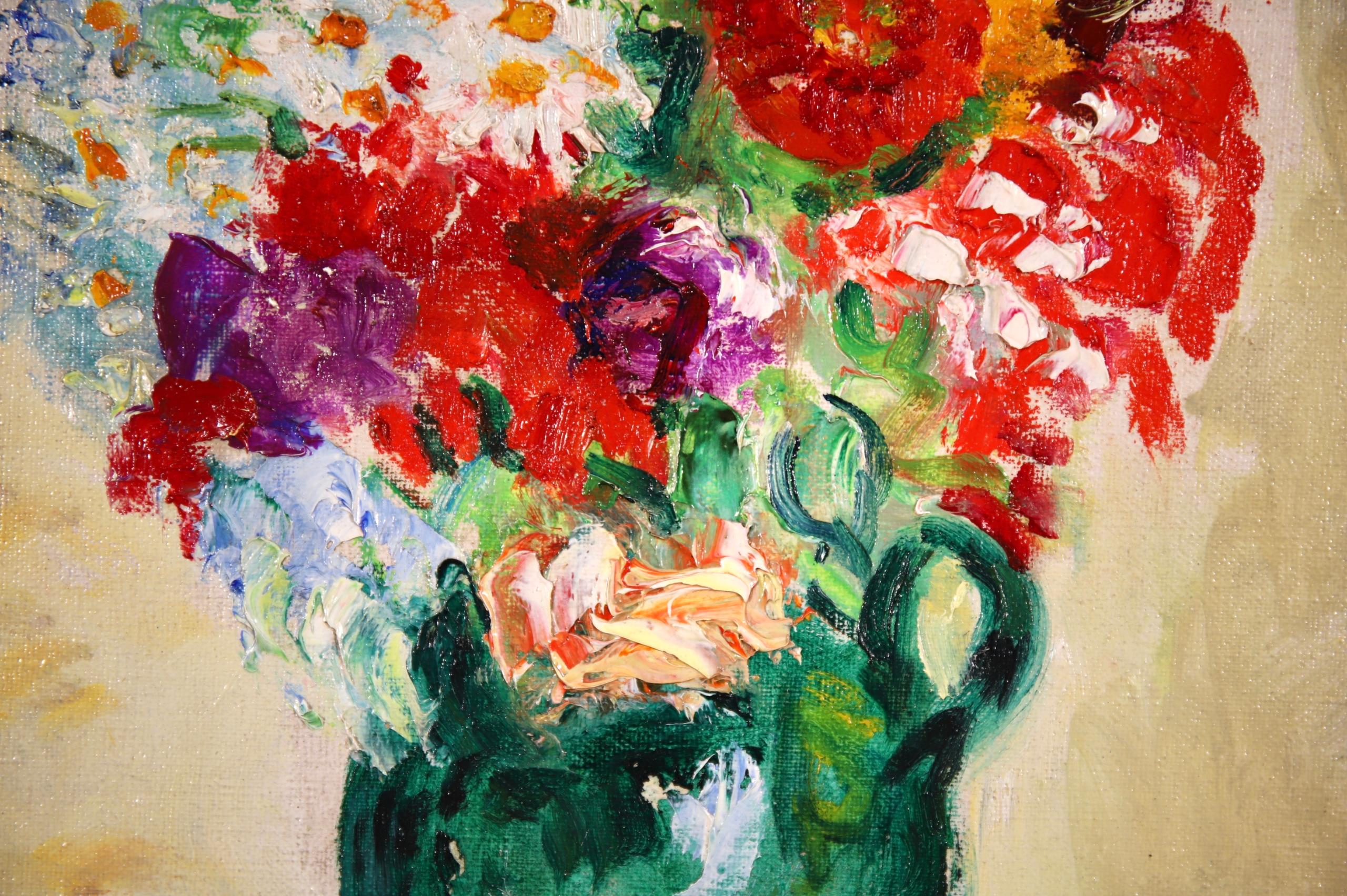 Bouquet de Fleurs - Fauvist Oil, Still Life Flowers in Vase by Charles Camoin  3