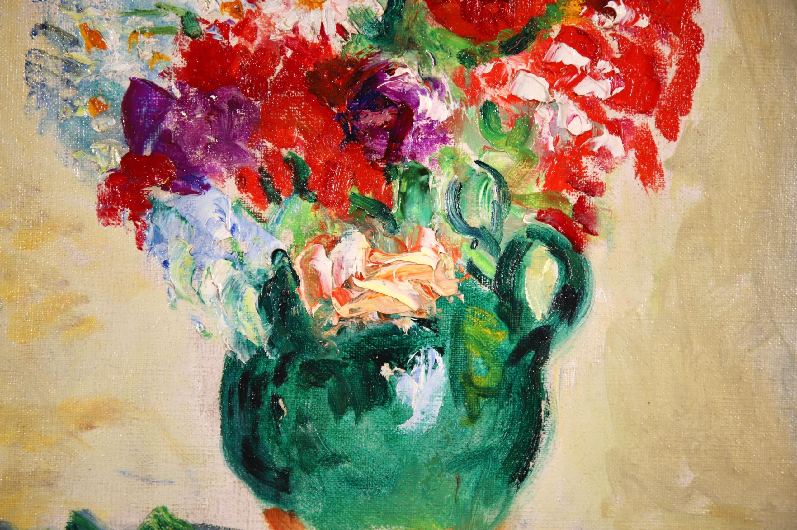 Bouquet de Fleurs - Fauvist Oil, Still Life Flowers in Vase by Charles Camoin  4