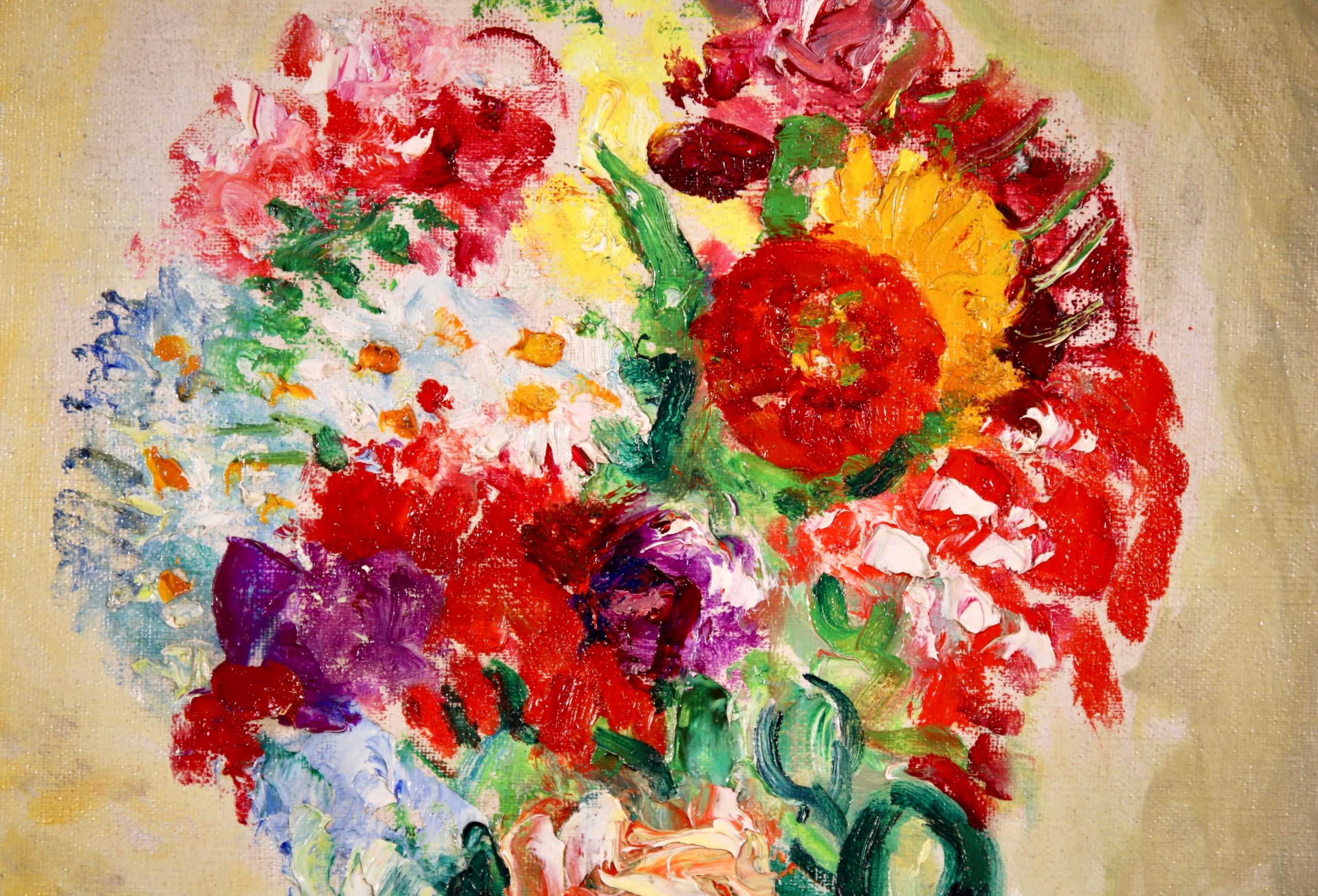 Bouquet de Fleurs - Fauvist Oil, Still Life Flowers in Vase by Charles Camoin  5