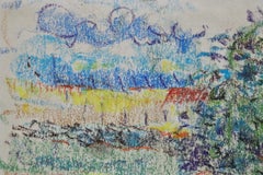 Mas en Provence - 20th Century Pastel, Tree in Landscape by Charles Camoin