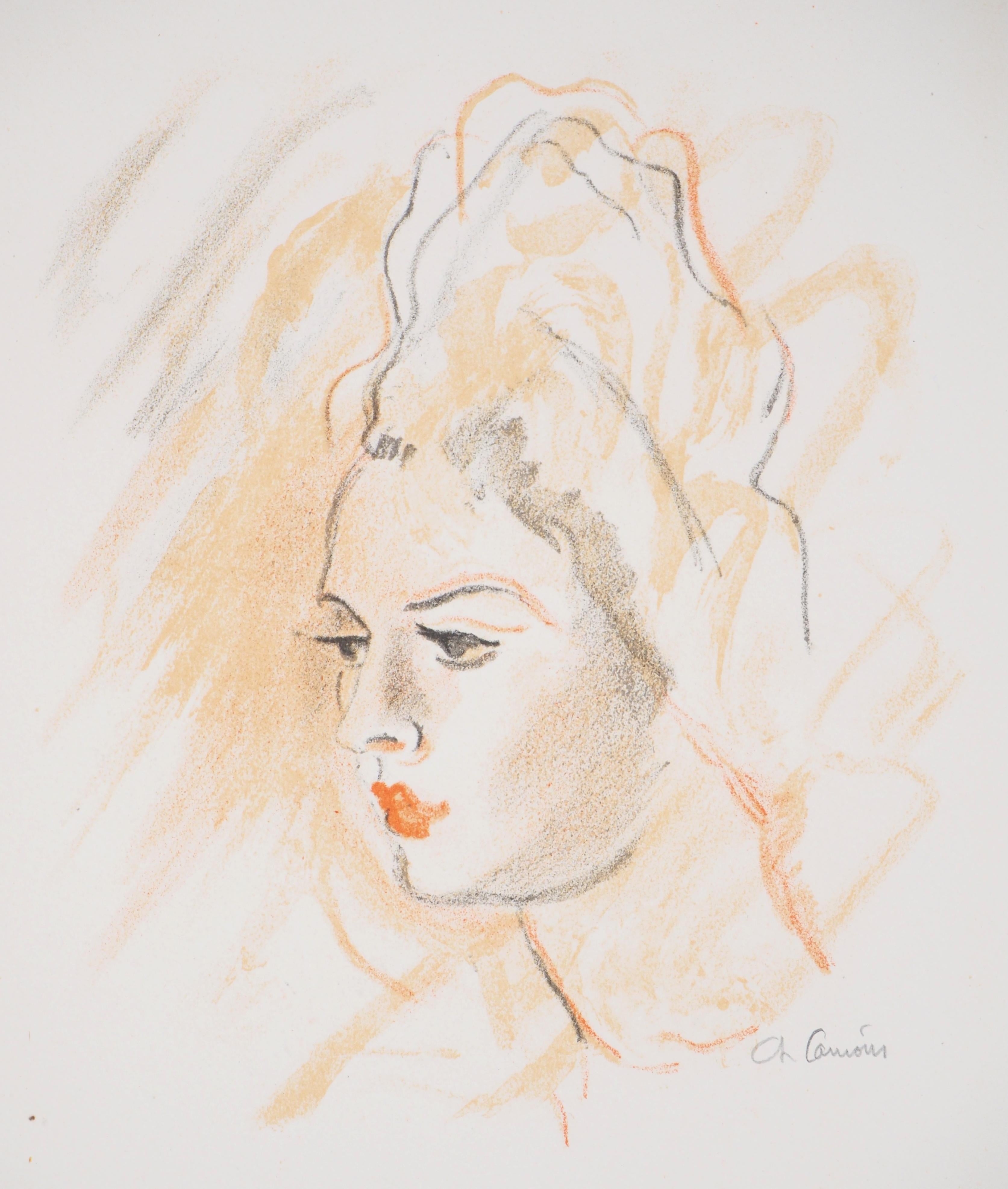 Ragazza dai capelli biondi - Litografia originale - Firmata - Print di Charles Camoin