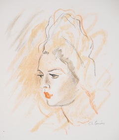 Blond Hair Girl - Original Lithograph - Signed