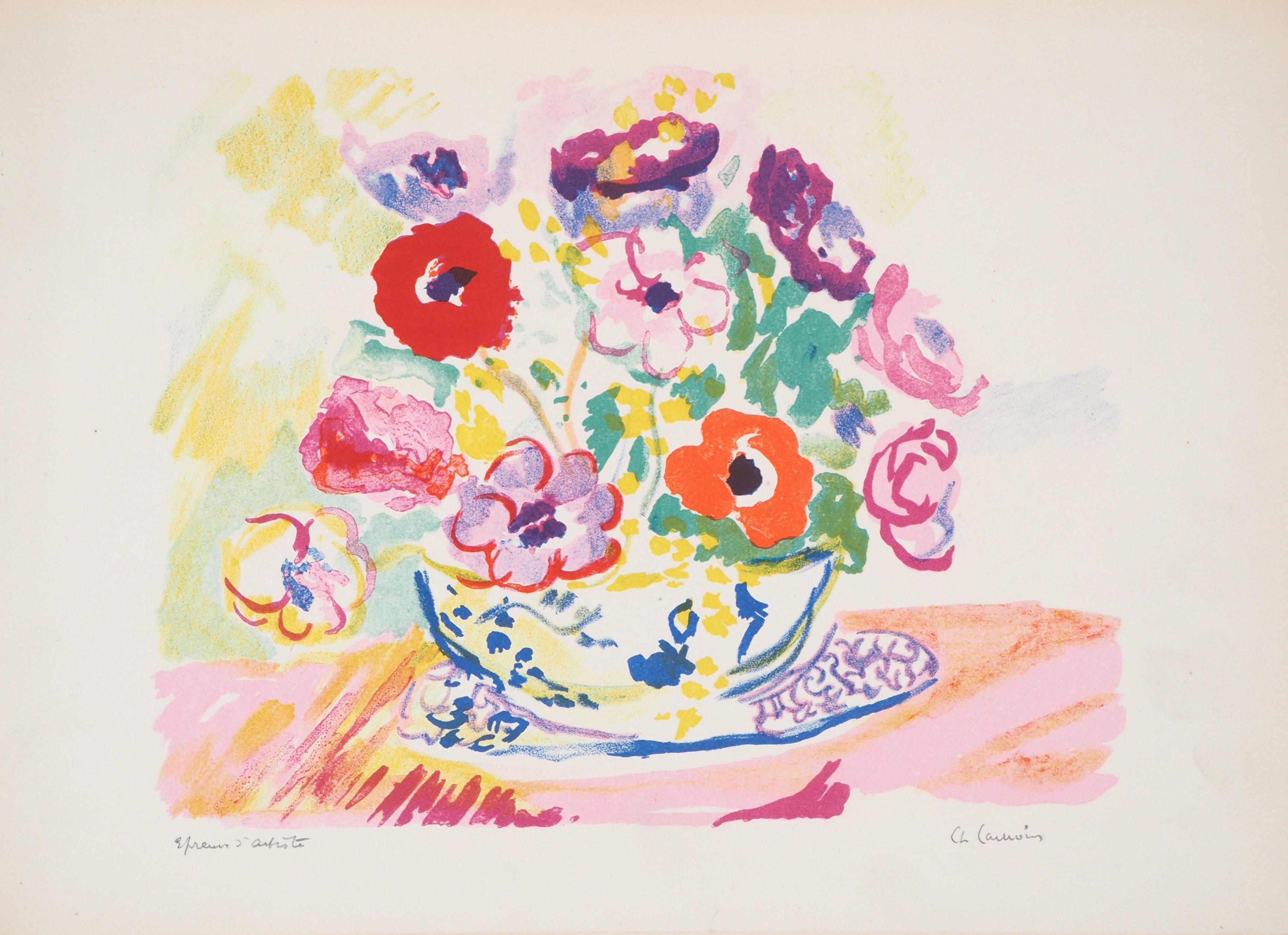 Charles Camoin Interior Print - Colorful Bouquet - Original Lithograph - Signed