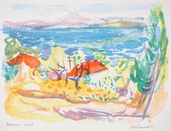 Vintage French Riviera : Sea Side - Original Lithograph - Signed