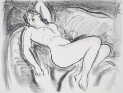 Nu couché sur un canapé - Lithographie originale, signée à la main