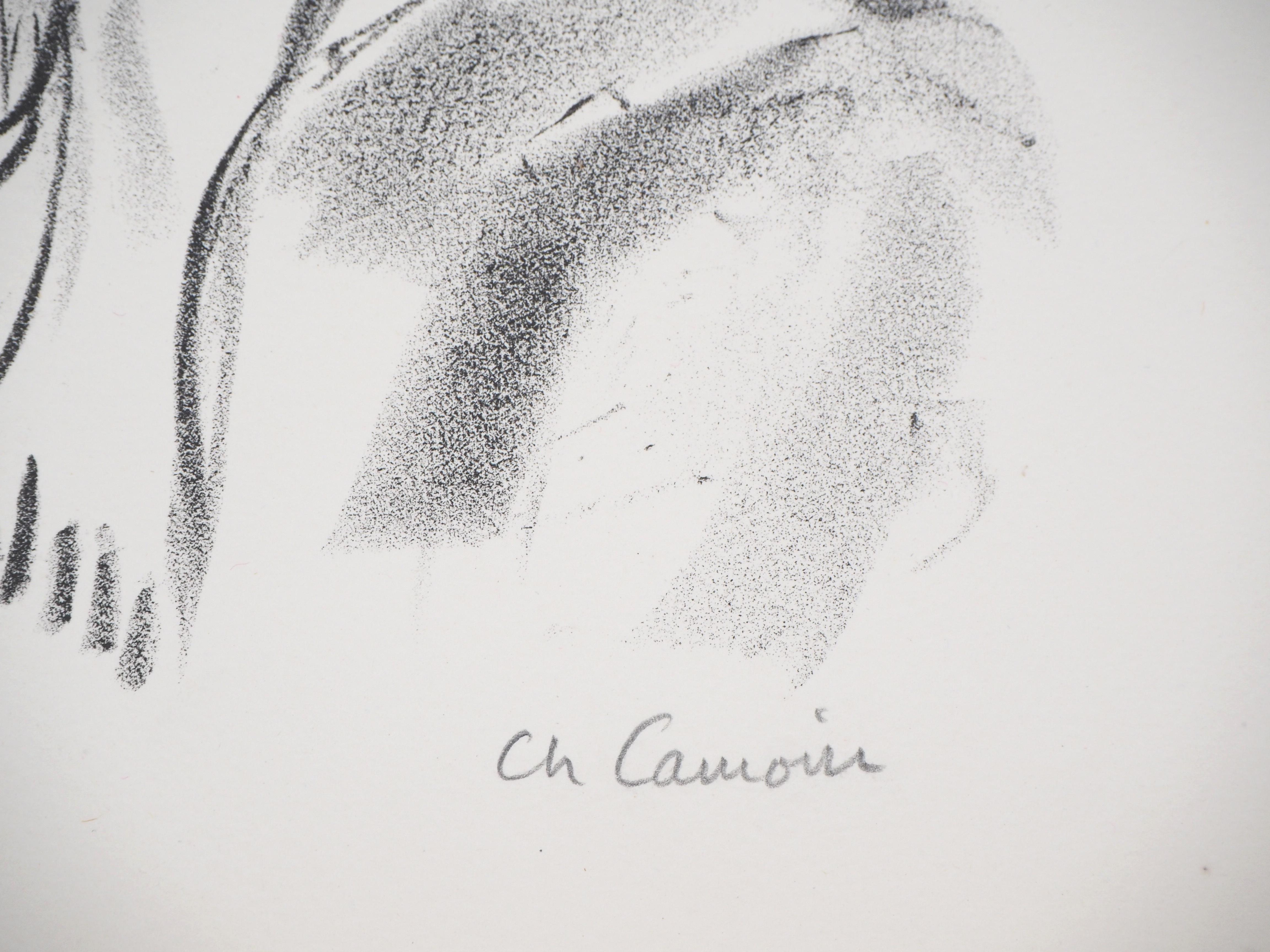 Lying Nude on a Sofa - Original Lithograph - Handsigned For Sale 1