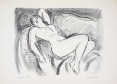 Lying Nude on a Sofa - Original Lithograph - Handsigned