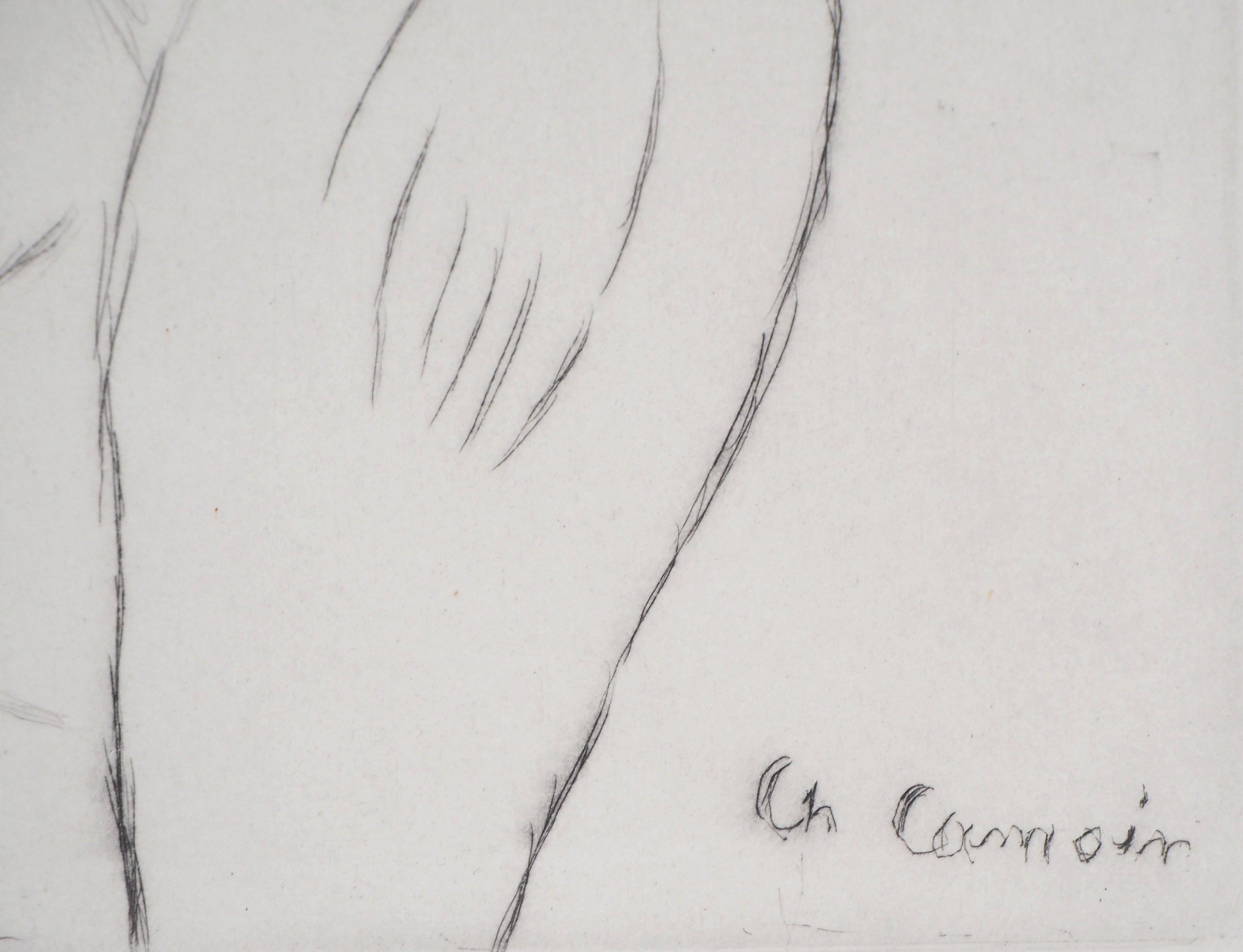 Standing Nude - Original etching - Print by Charles Camoin