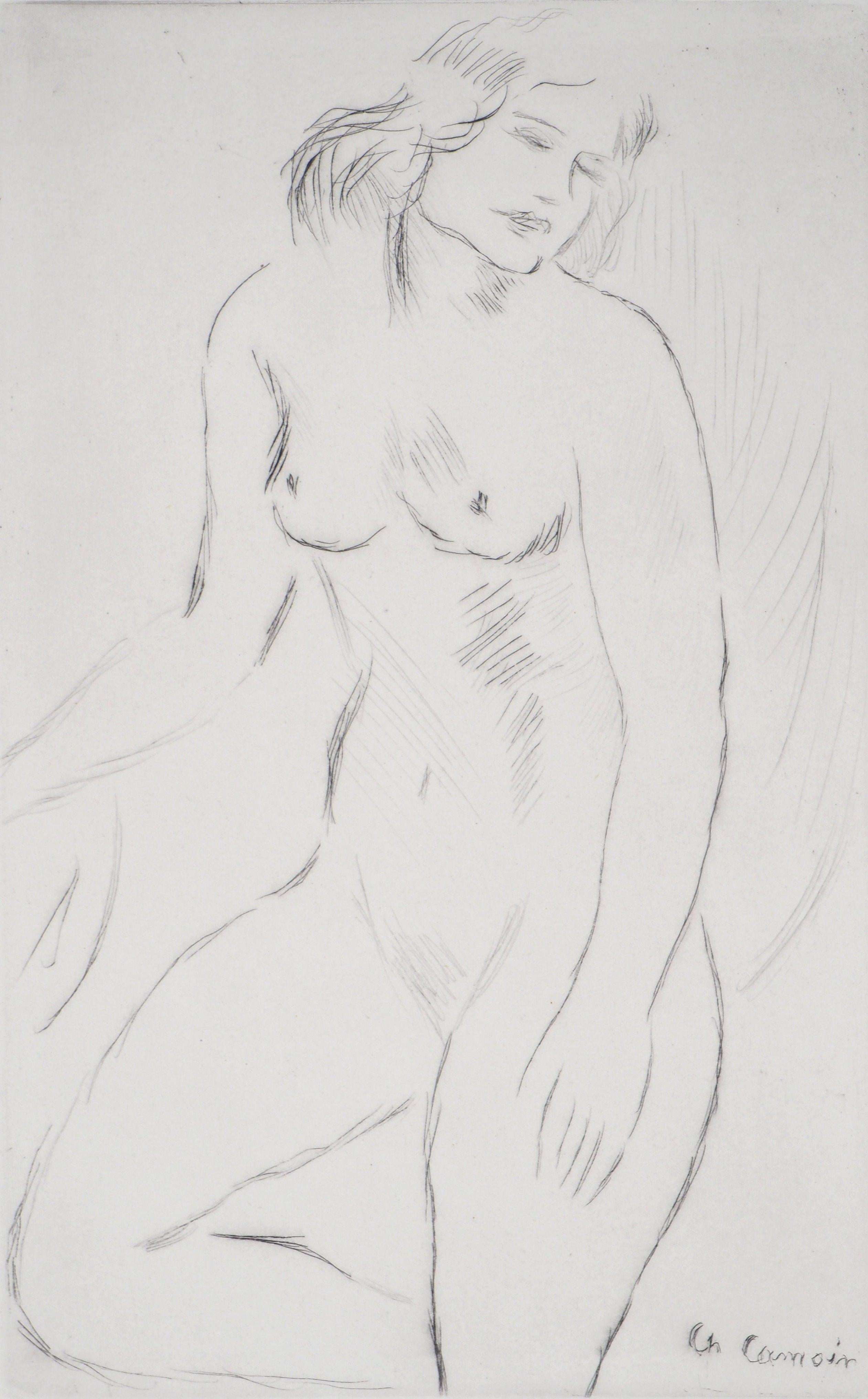Standing Nude - Original etching - Modern Print by Charles Camoin