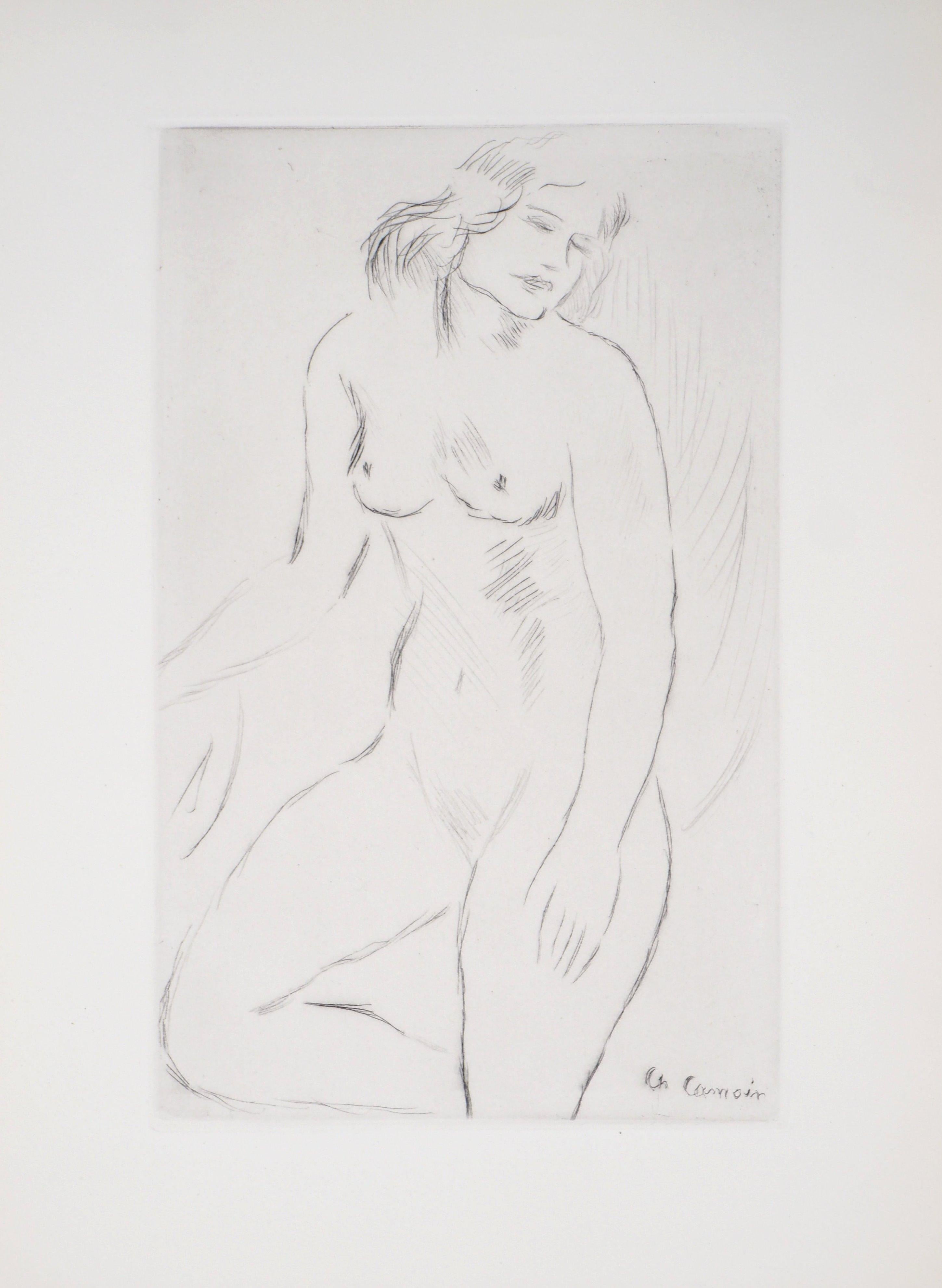 Nude Print de Charles Camoin - Desnudo de pie - Grabado original