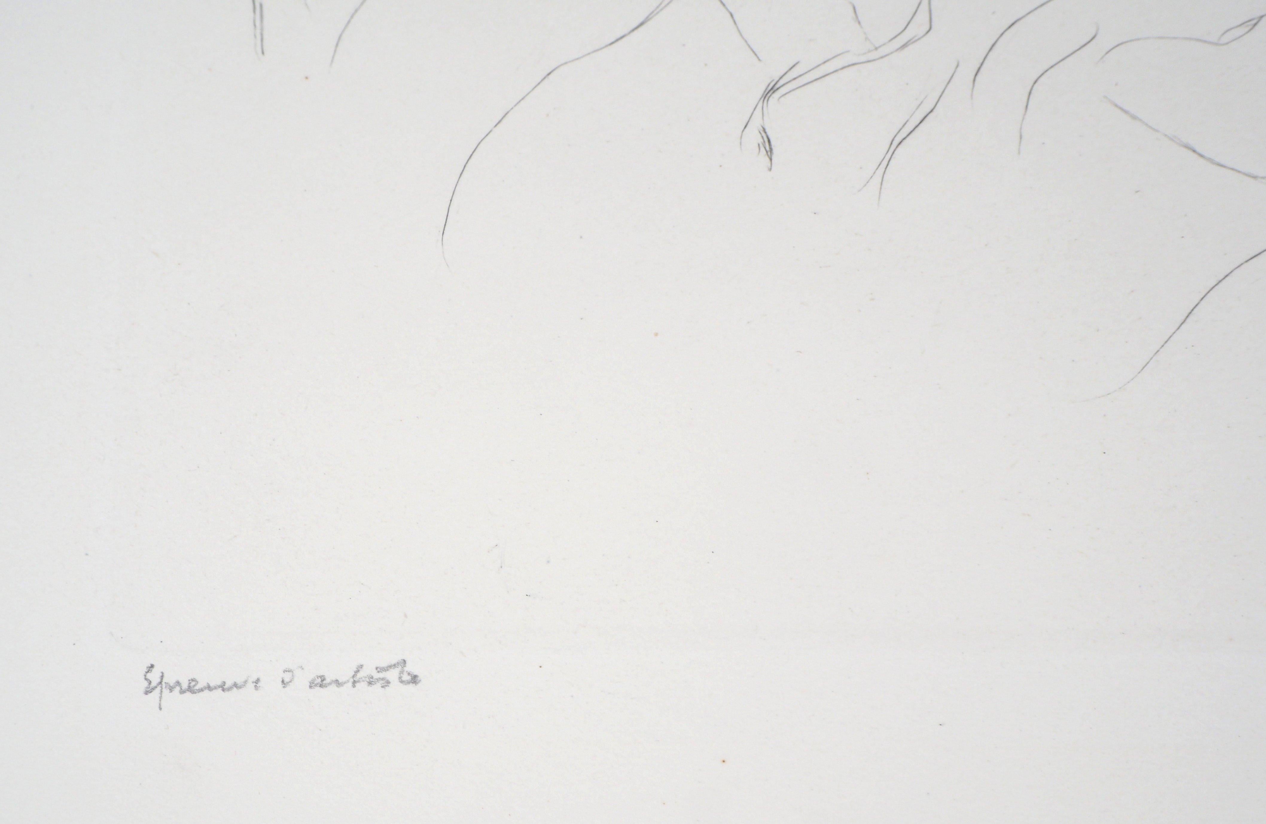 Karl CAMOIN
Der Rest : Frau auf einem Bett, 1946

Original-Radierung
Handsigniert mit Bleistift
Nummeriert / XX Exemplare
Auf Lana Vellum 26 x 36 cm (ca. 10,2 x 14 inch)

Ausgezeichneter Zustand