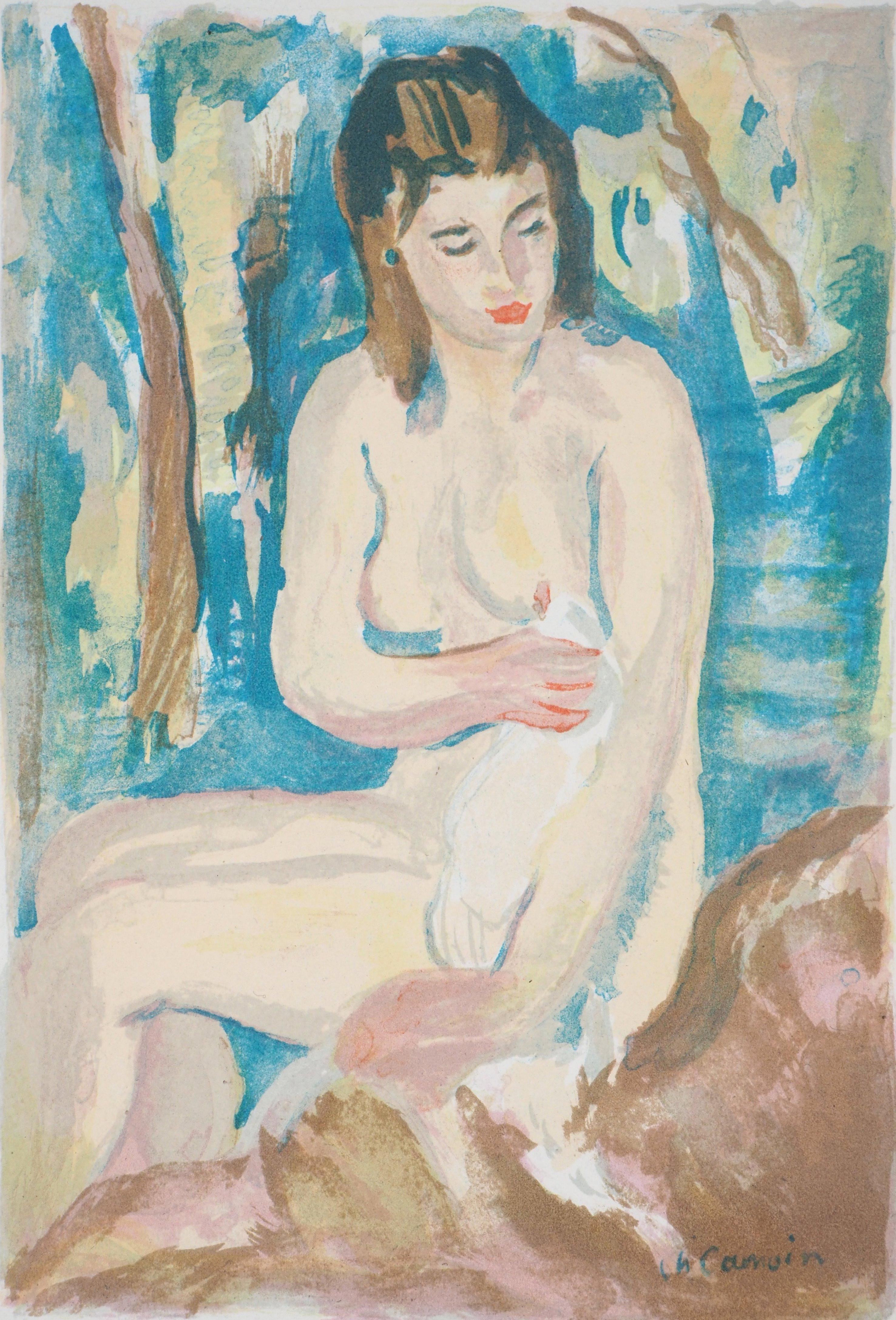 Wiping Nude - Litografía original - Firmada a mano - Print Posimpresionista de Charles Camoin
