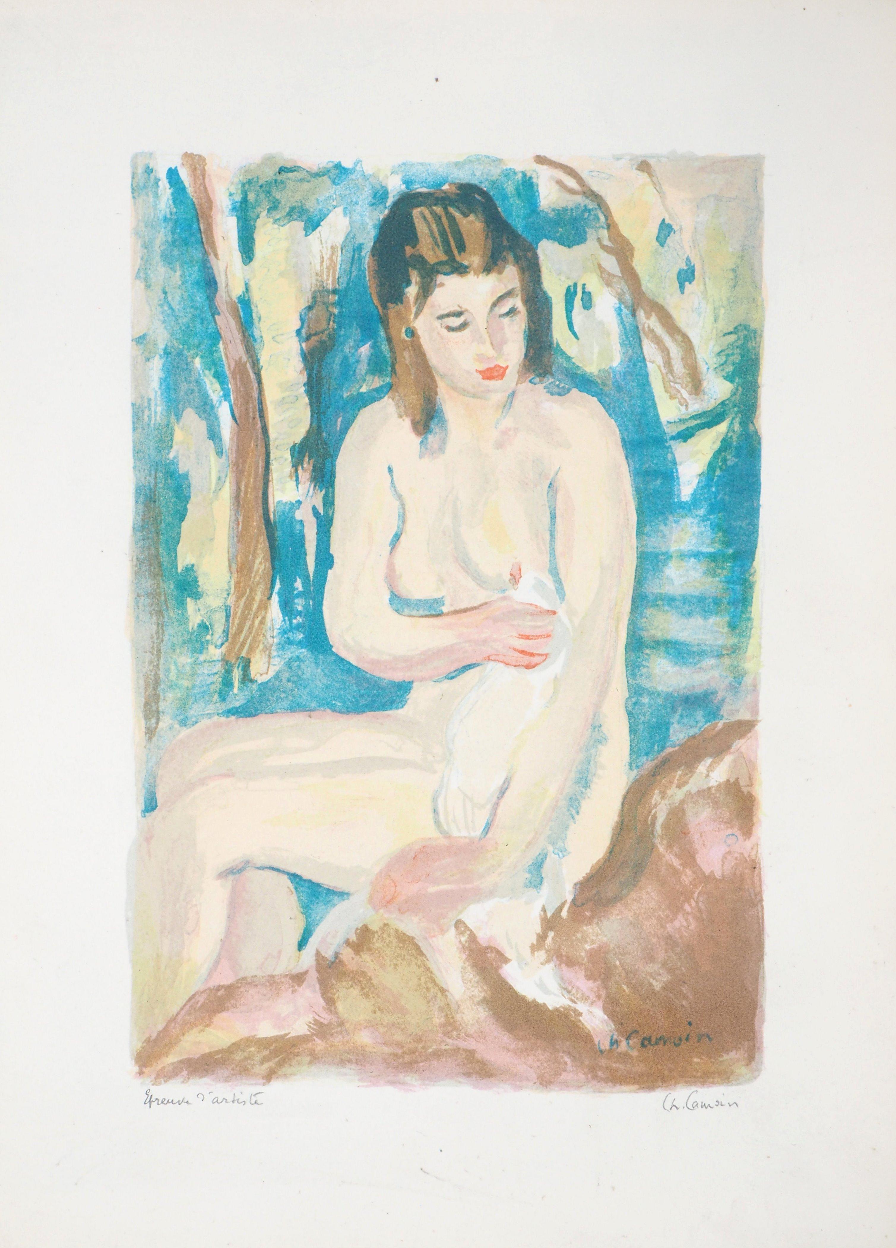 Figurative Print de Charles Camoin - Wiping Nude - Litografía original - Firmada a mano
