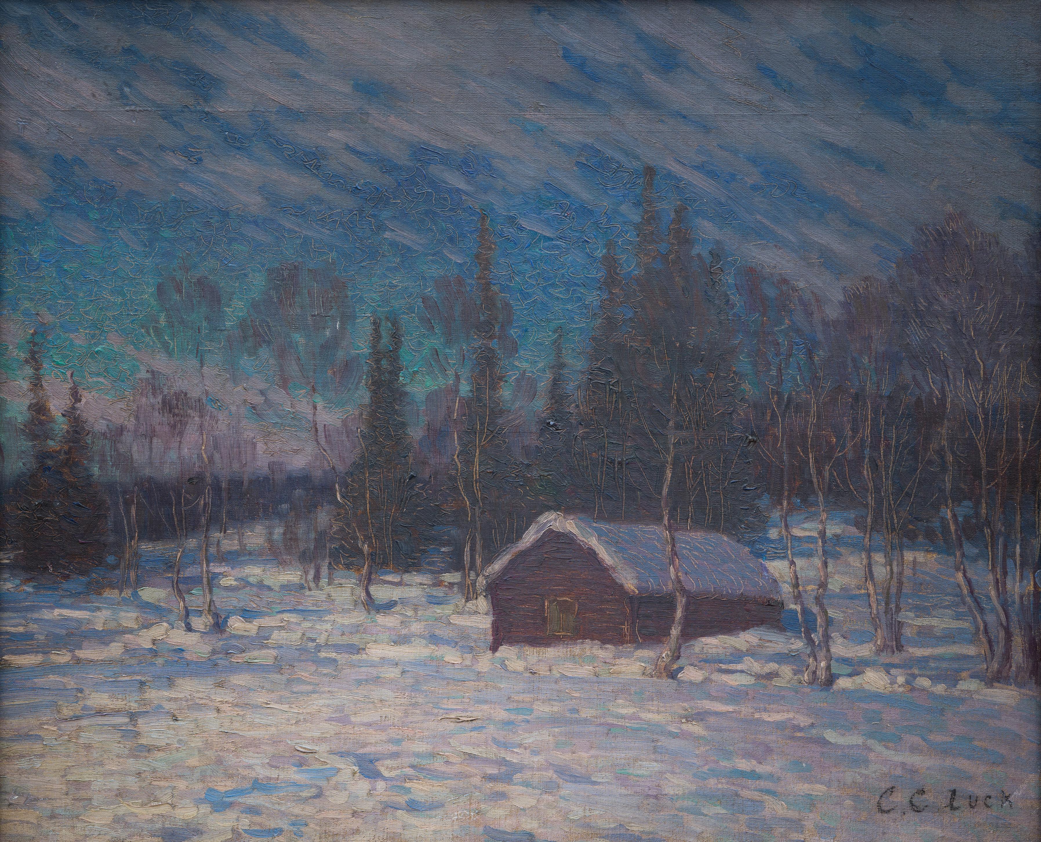 Crepúsculo invernal - Una escena cautivadora del artista de Cornualles Charles Cardale Luck en venta 1