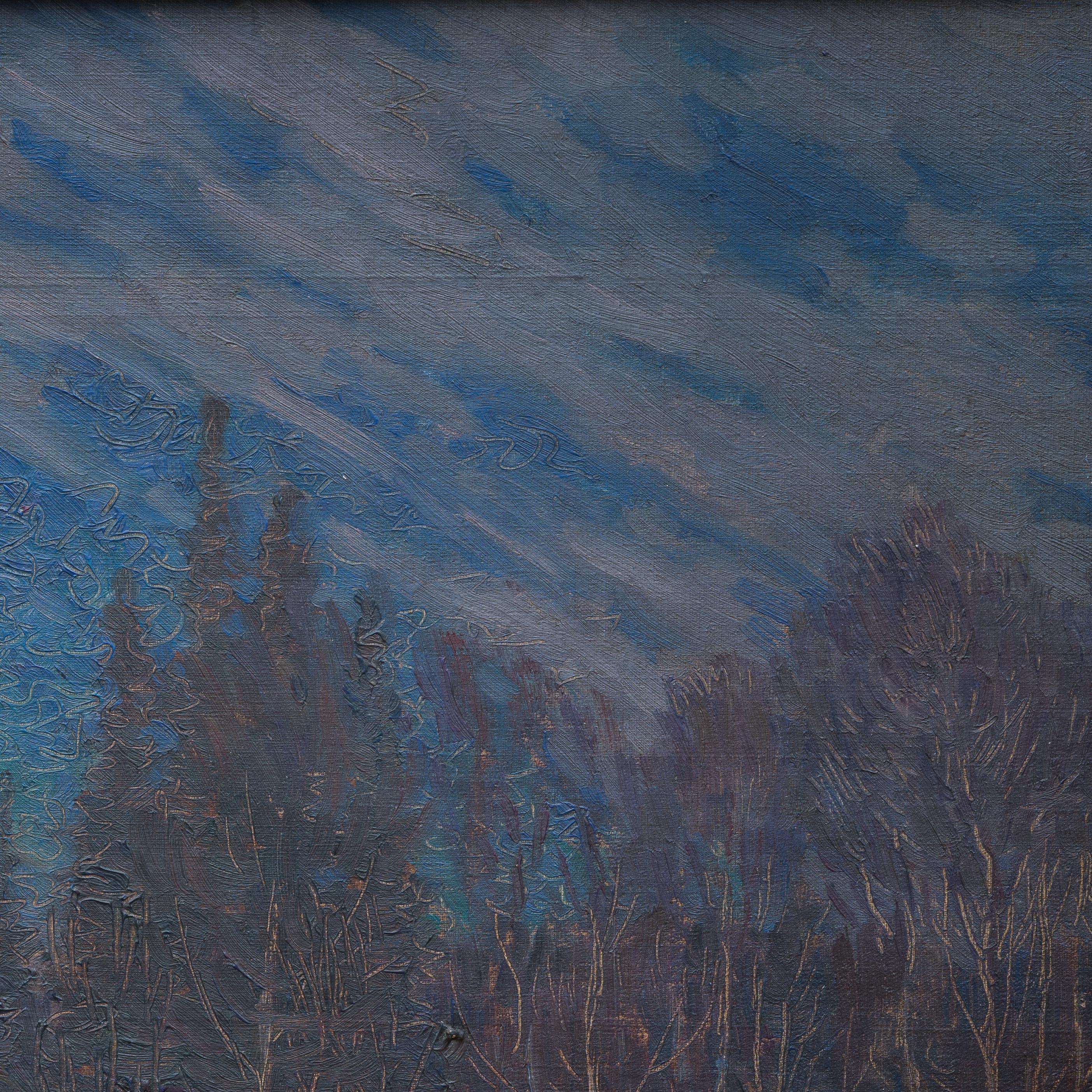Crepúsculo invernal - Una escena cautivadora del artista de Cornualles Charles Cardale Luck en venta 3