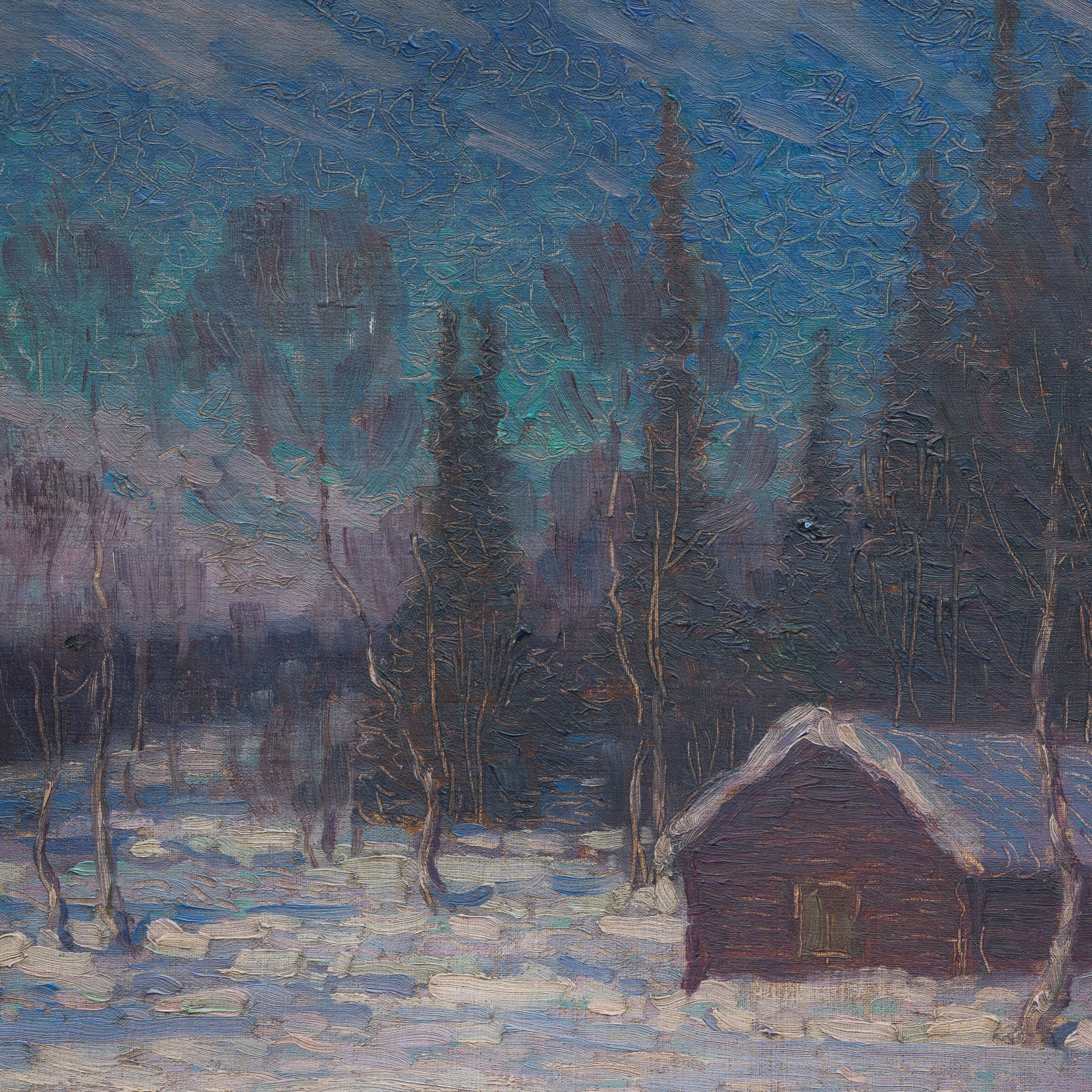 Crepúsculo invernal - Una escena cautivadora del artista de Cornualles Charles Cardale Luck en venta 4