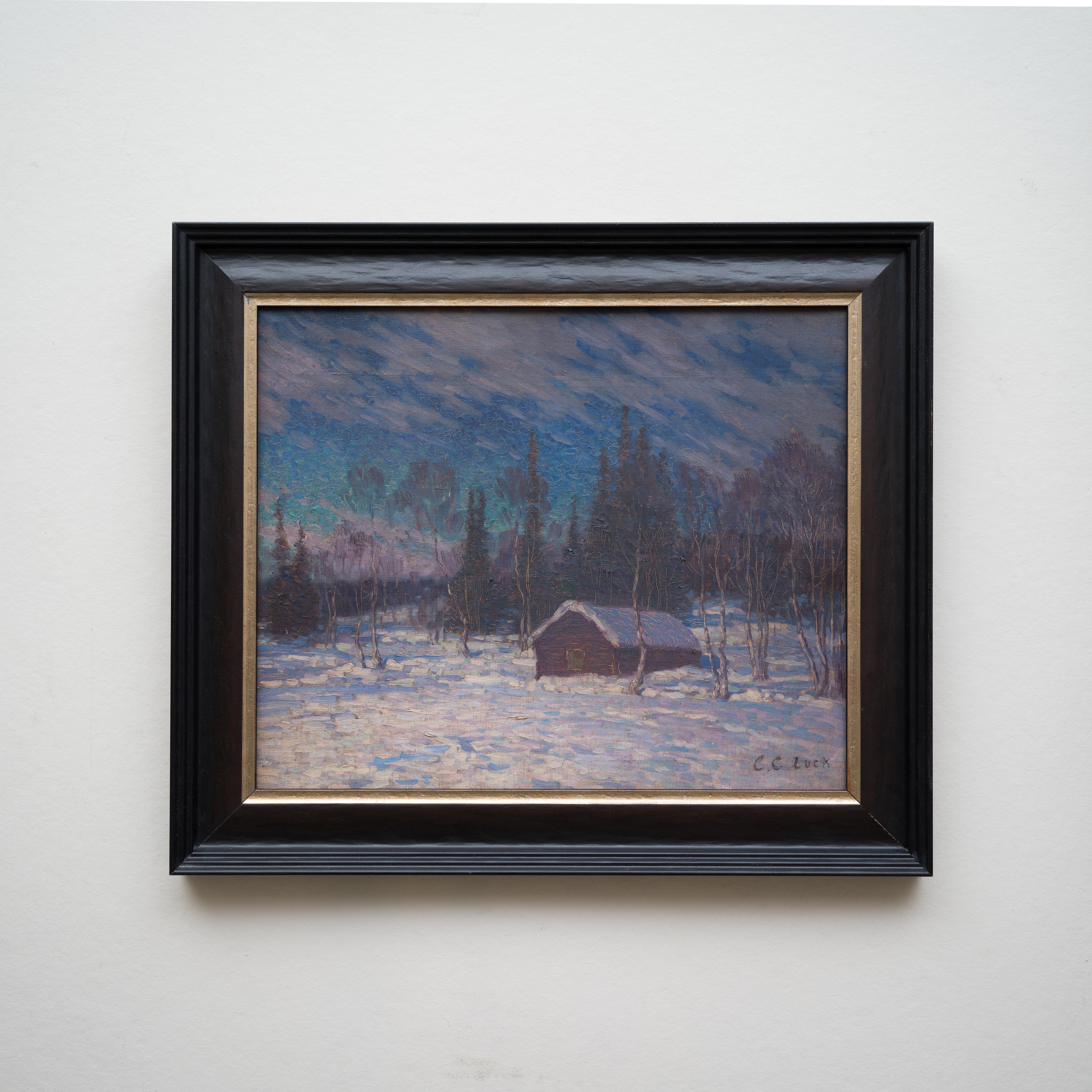 Crepúsculo invernal - Una escena cautivadora del artista de Cornualles Charles Cardale Luck en venta 5