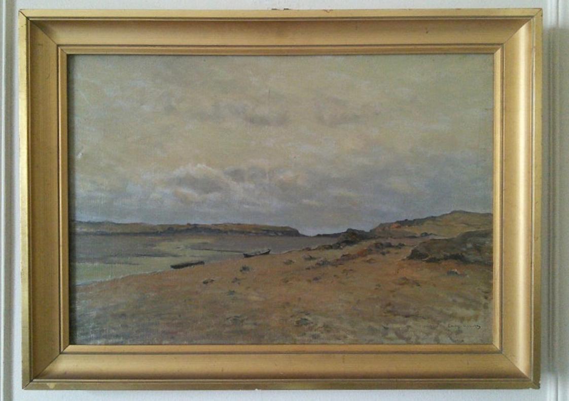 The Somme Bay, France - Gray Landscape Painting by Charles Carlos-Lefebuvre